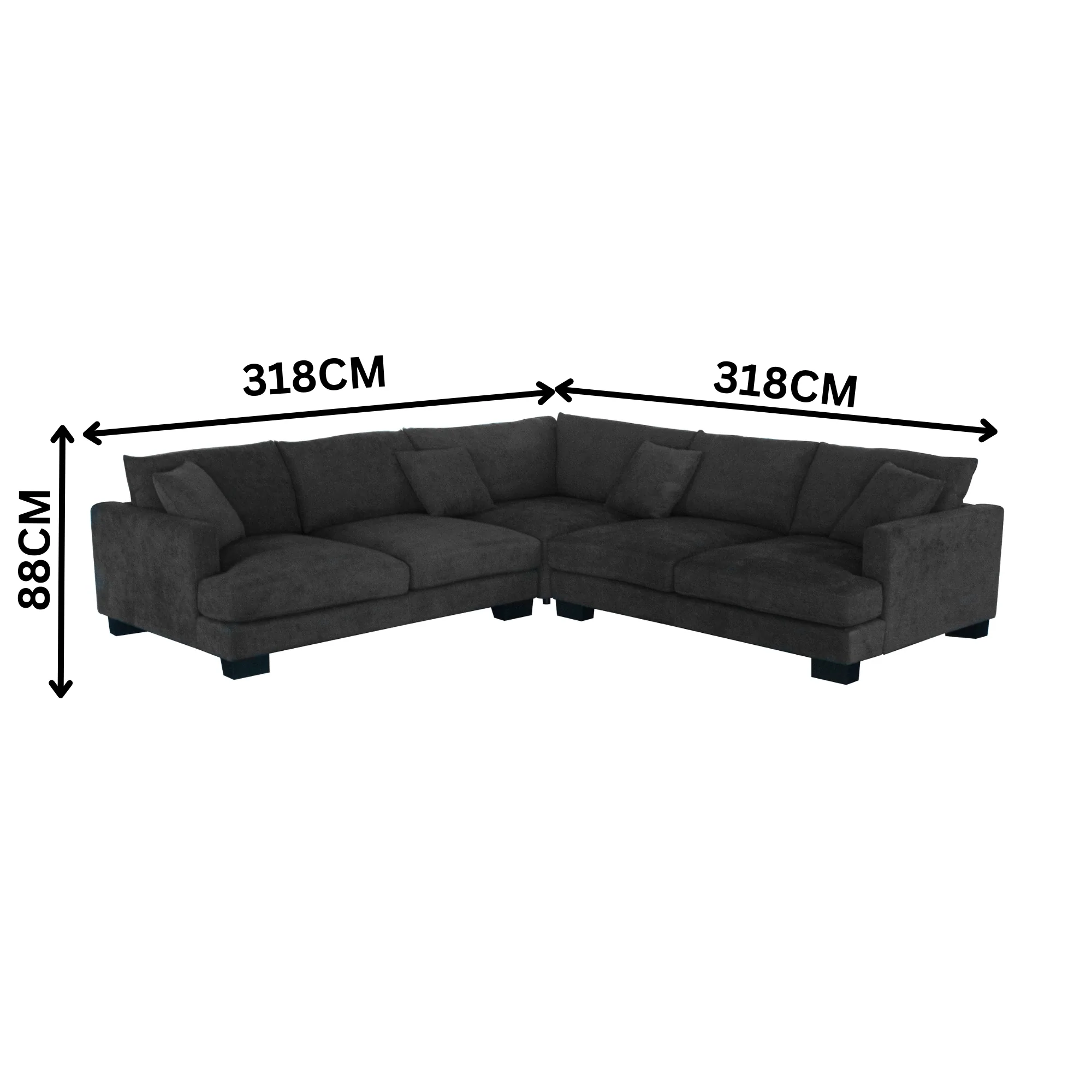 Lilibet 4 Seater Fabric Corner Modular Sofa Lounge Dark Grey - Image 3