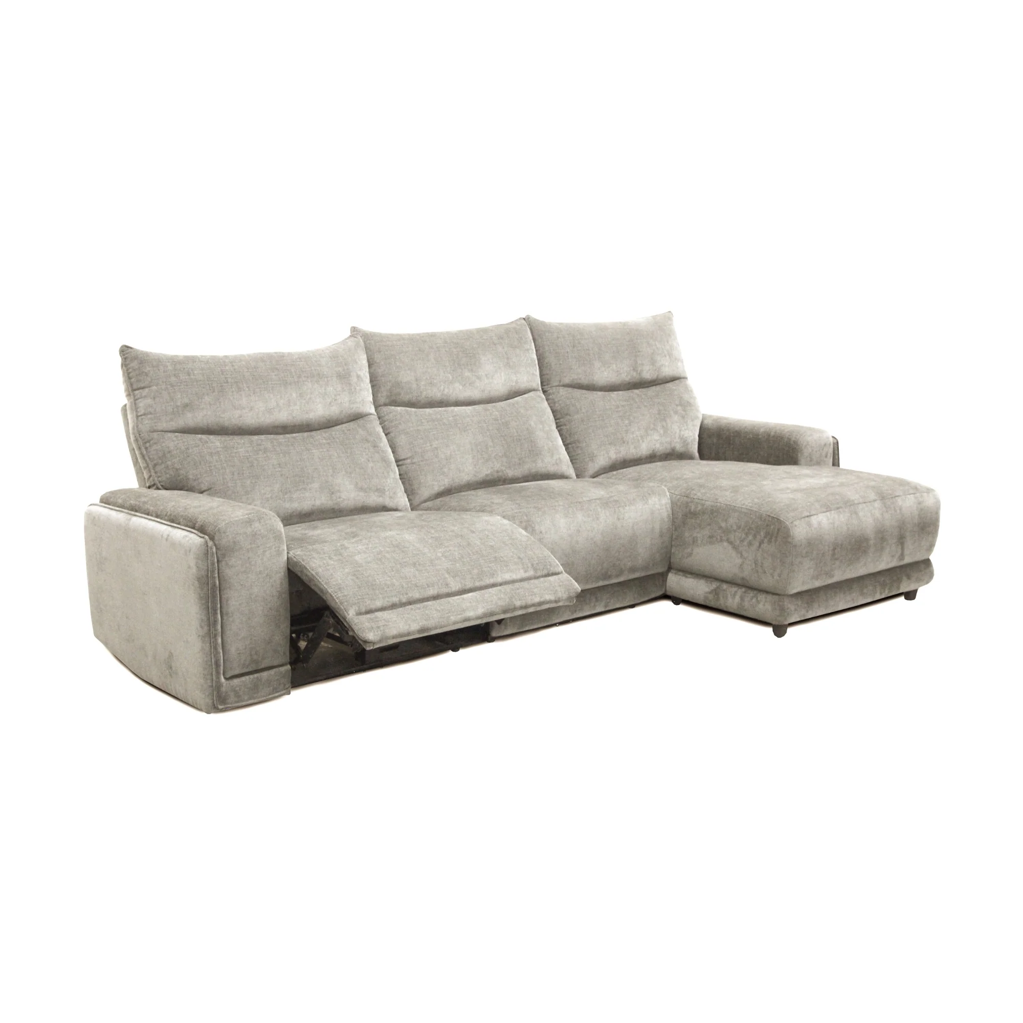 London Electric Fabric Recliner RFH Chaise USB Charging Port Slate Grey - Image 2