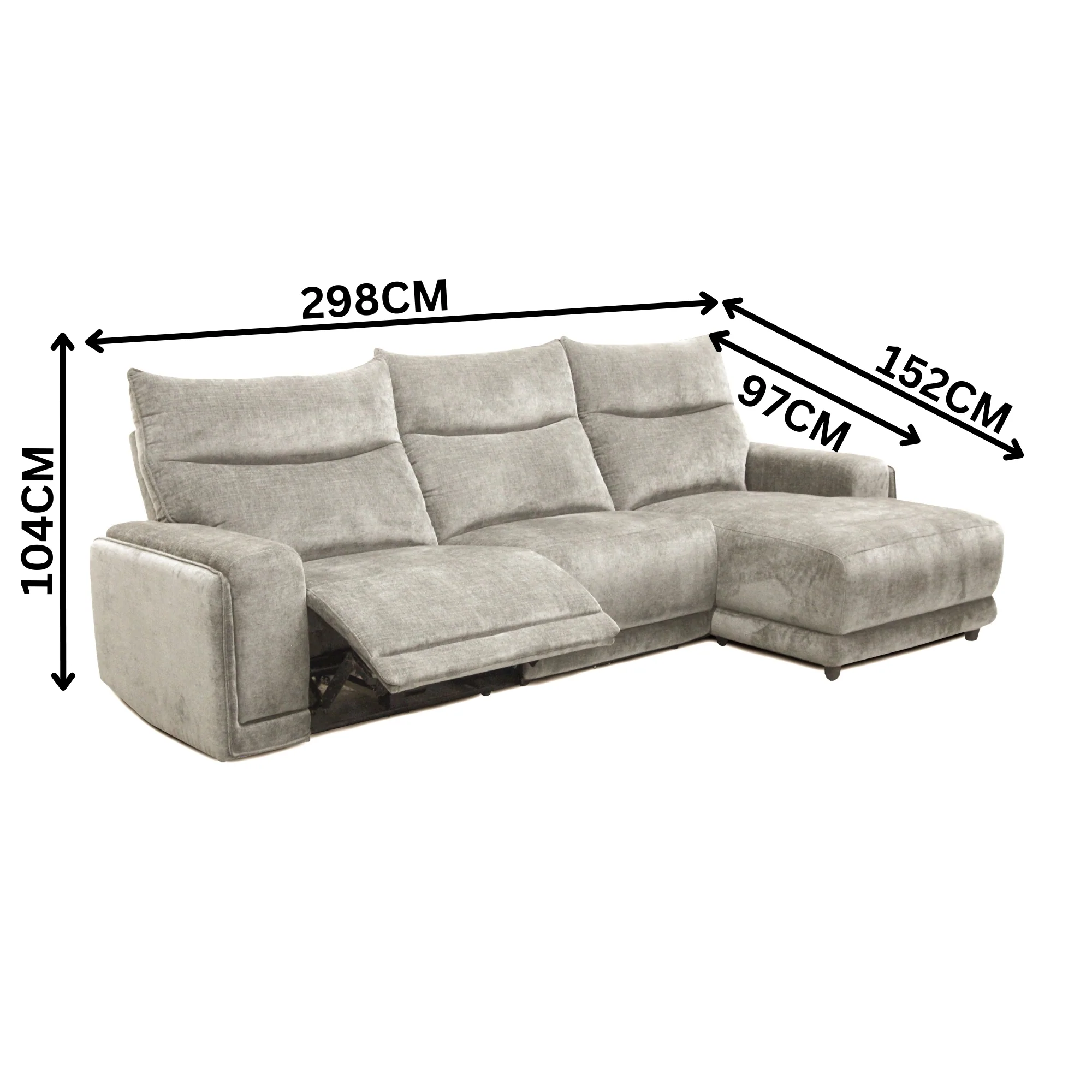 London Electric Fabric Recliner RFH Chaise USB Charging Port Slate Grey - Image 3