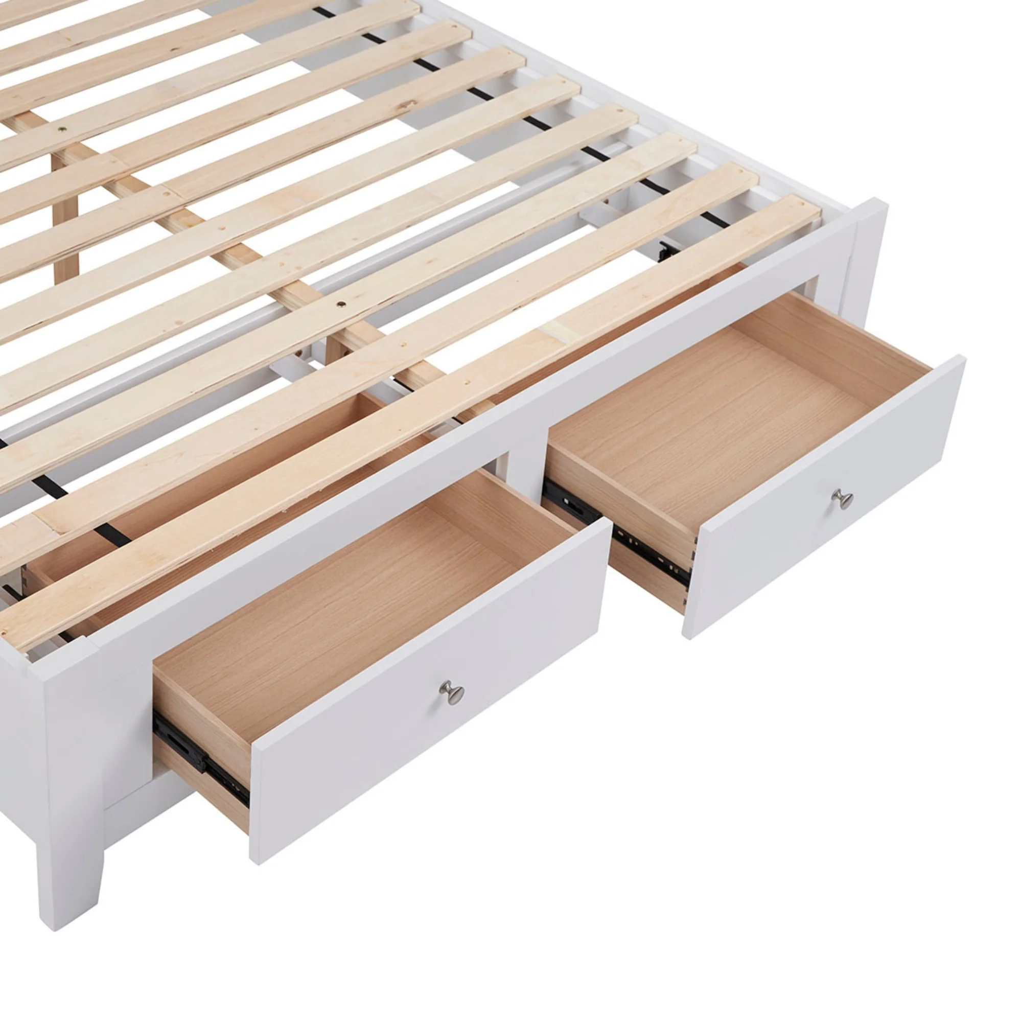 Luna Double Bed Frame Storage Drawer White - Image 6