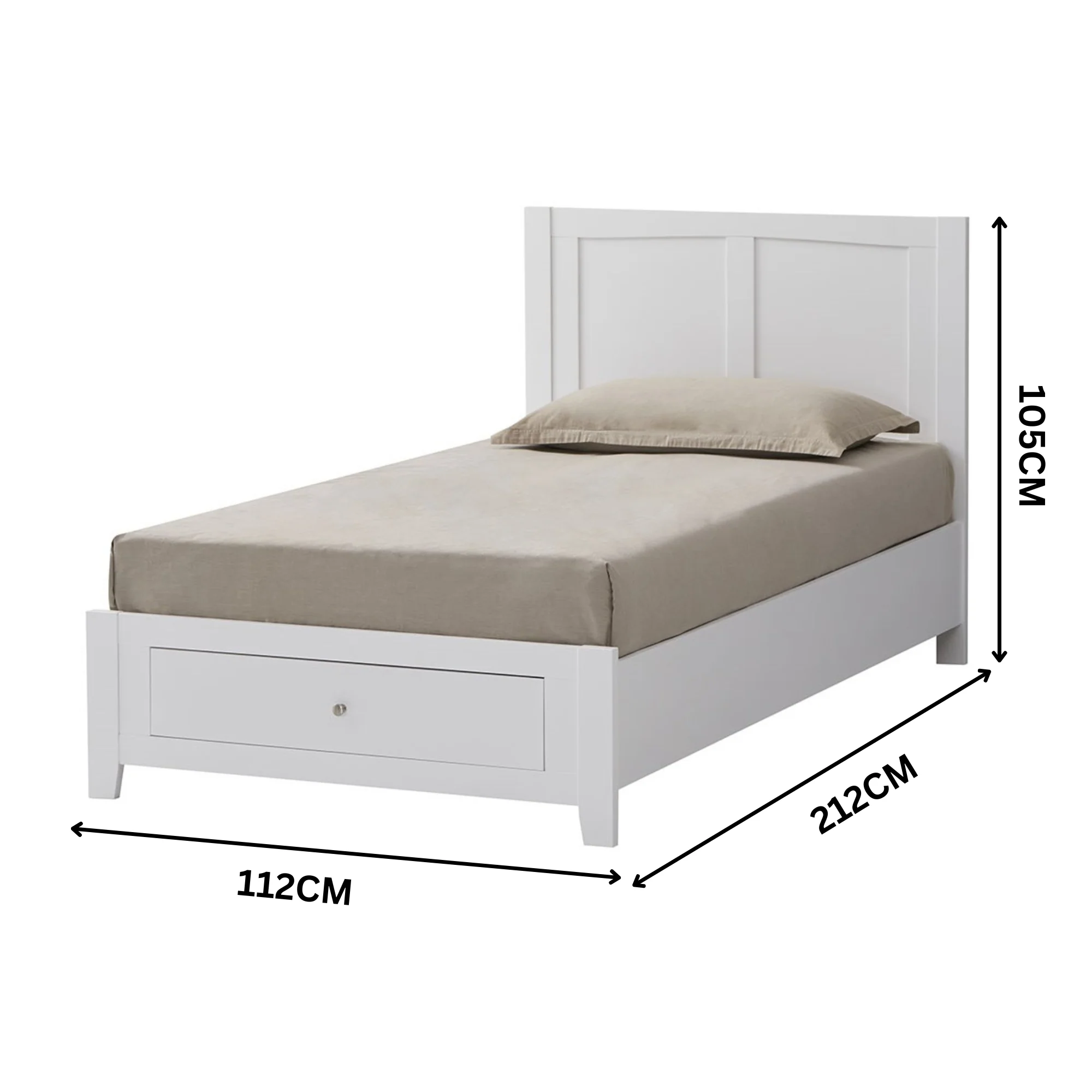 Luna King Bed Frame Storage Drawer White - Image 2
