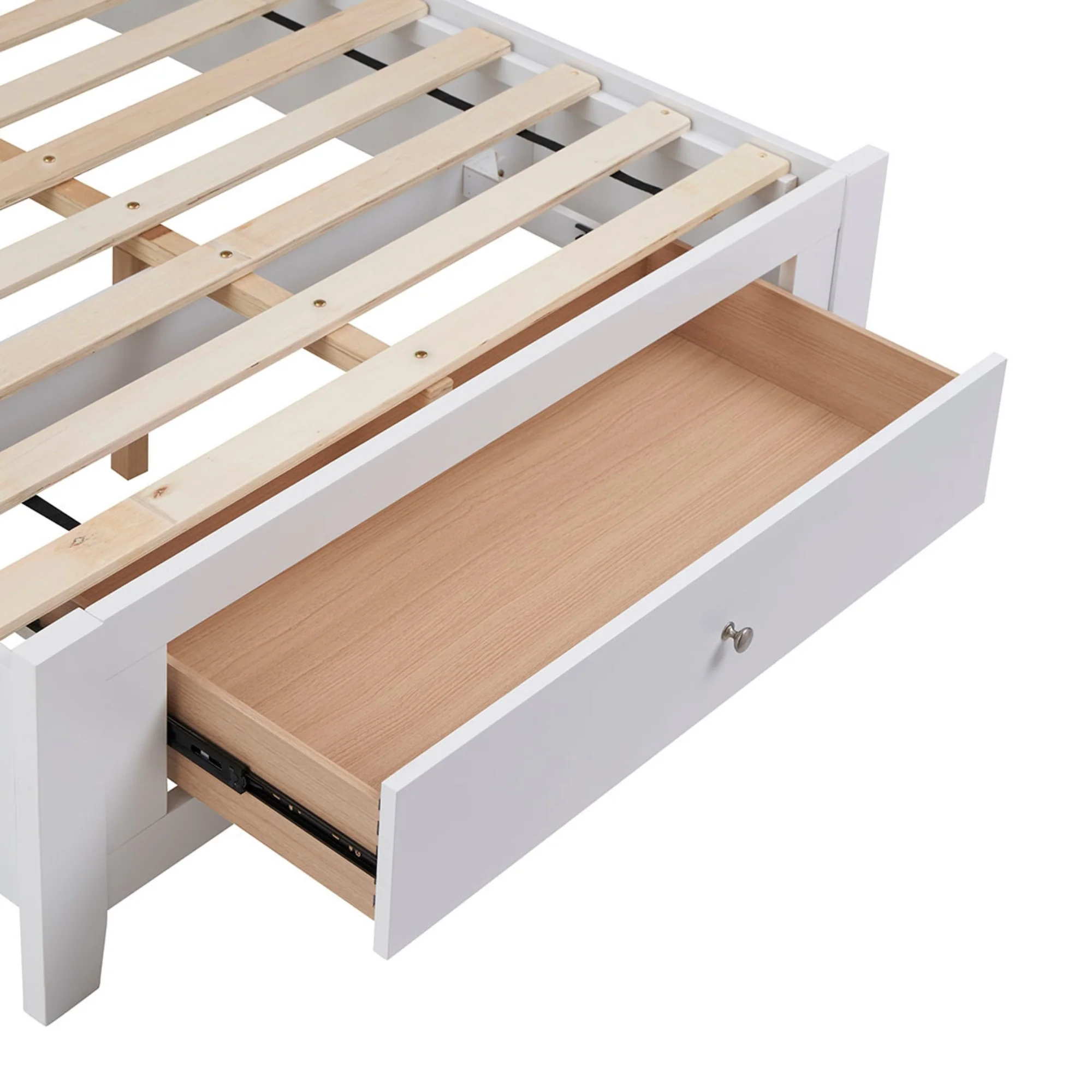 Luna King Bed Frame Storage Drawer White - Image 7