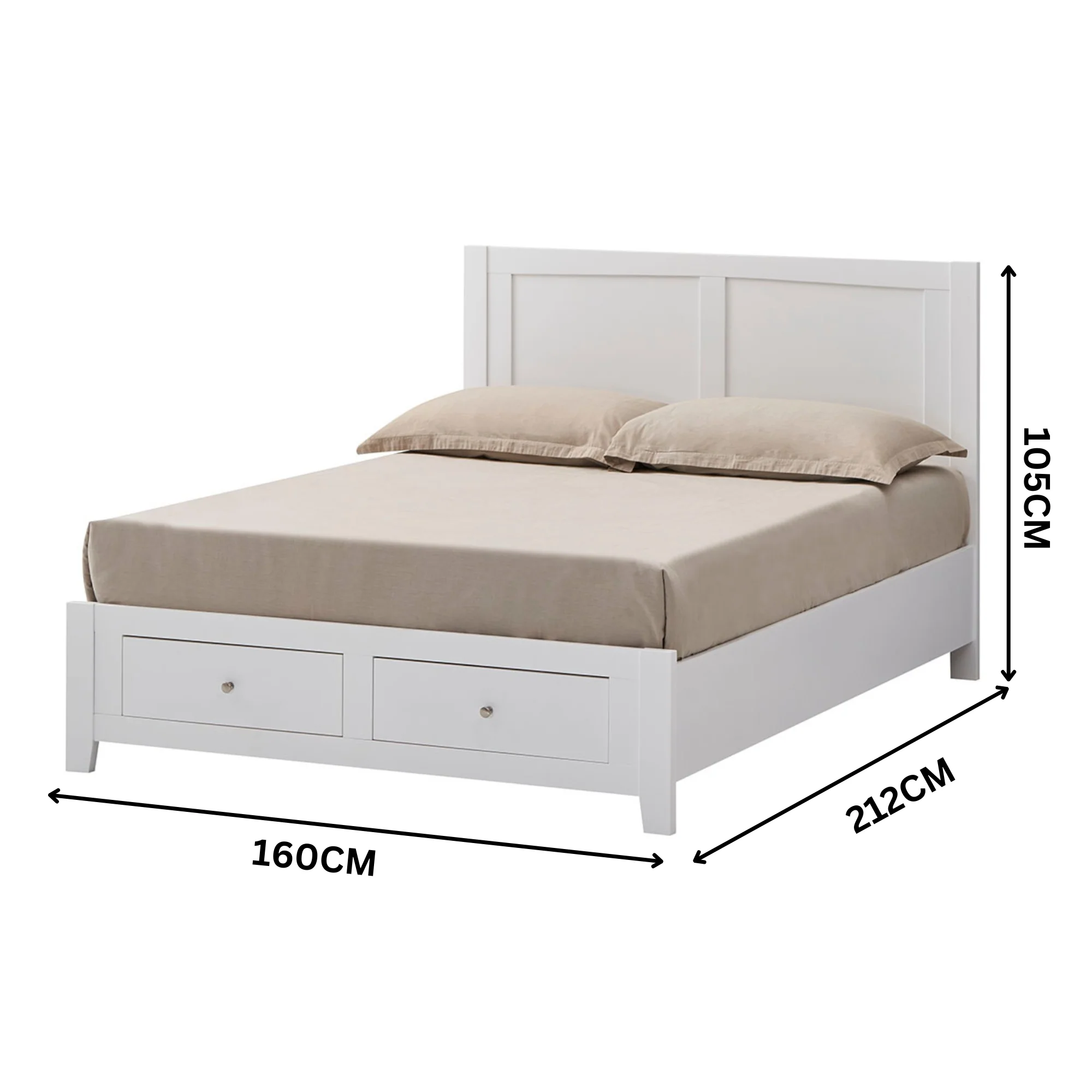 Luna Queen Bed Frame Storage Drawer White - Image 2