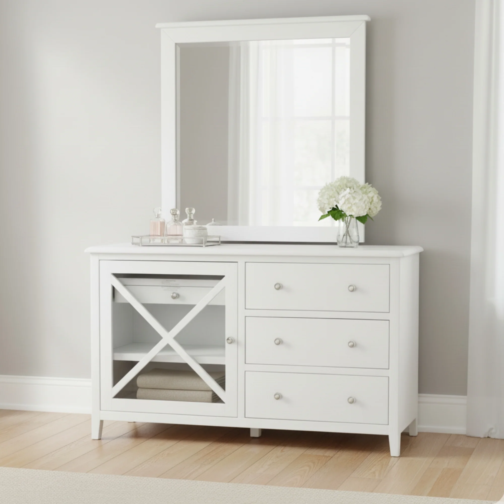 Maison Hampton Dresser Mirror Only White - Image 2