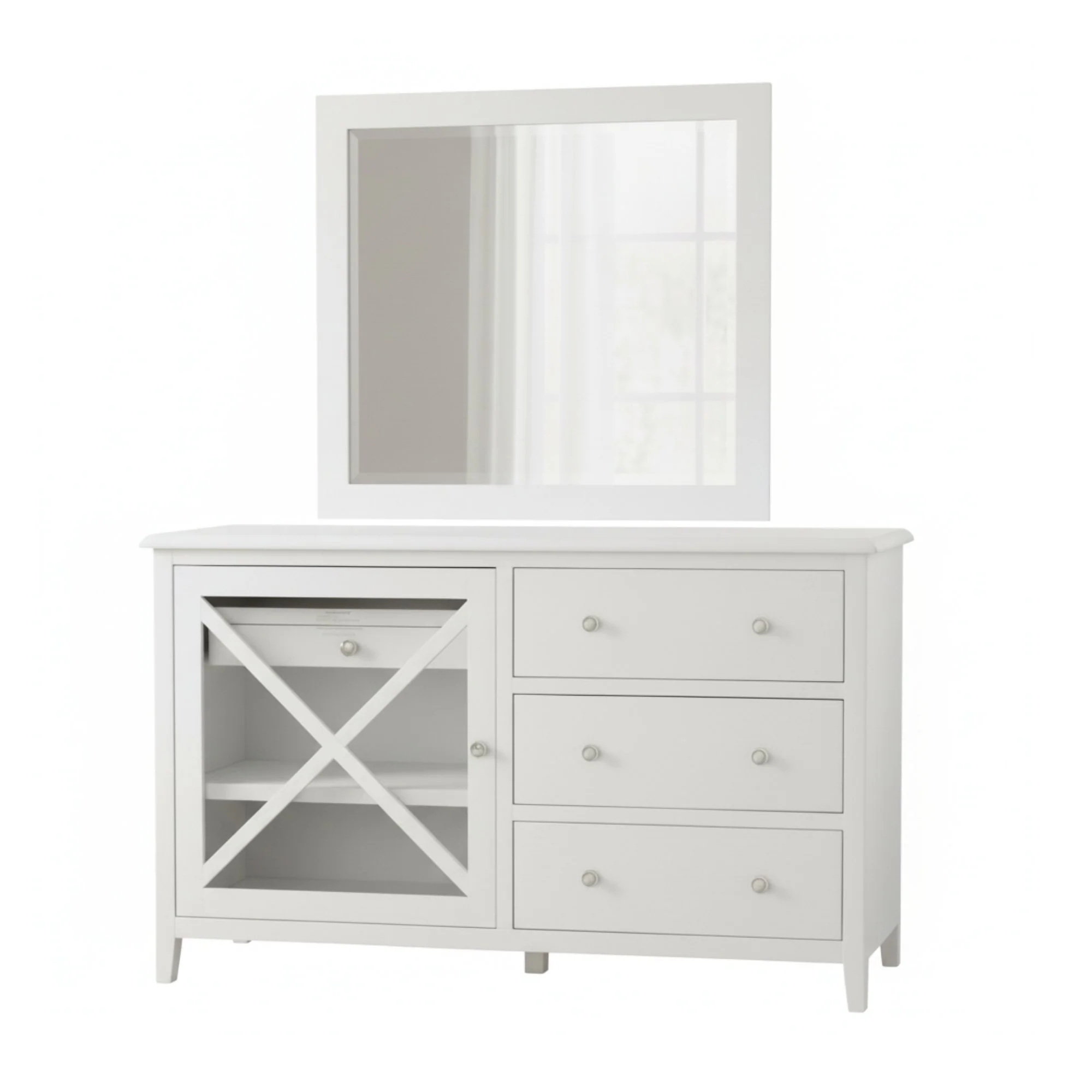 Maison Hampton Dresser Mirror Set White - Image 2
