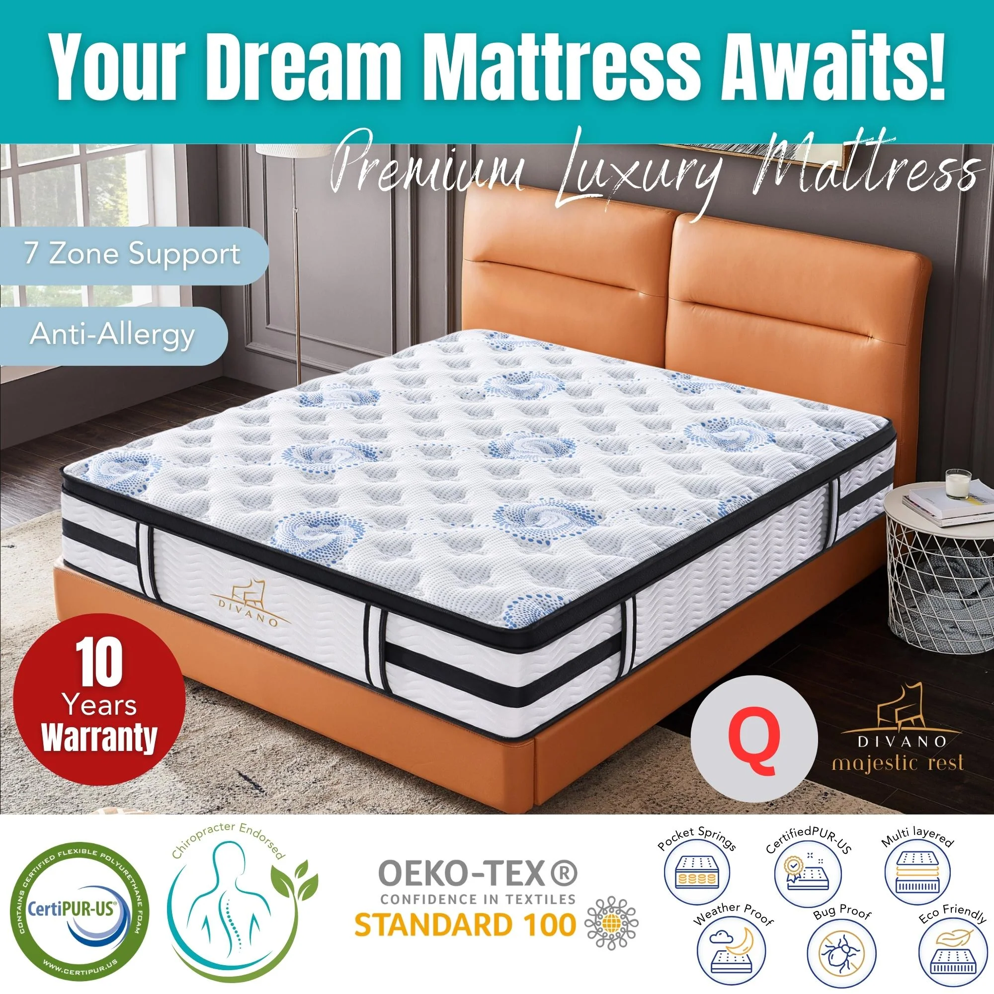 Majestic Rest 7 Zones Luxury Premium Firm Mattress - Image 25