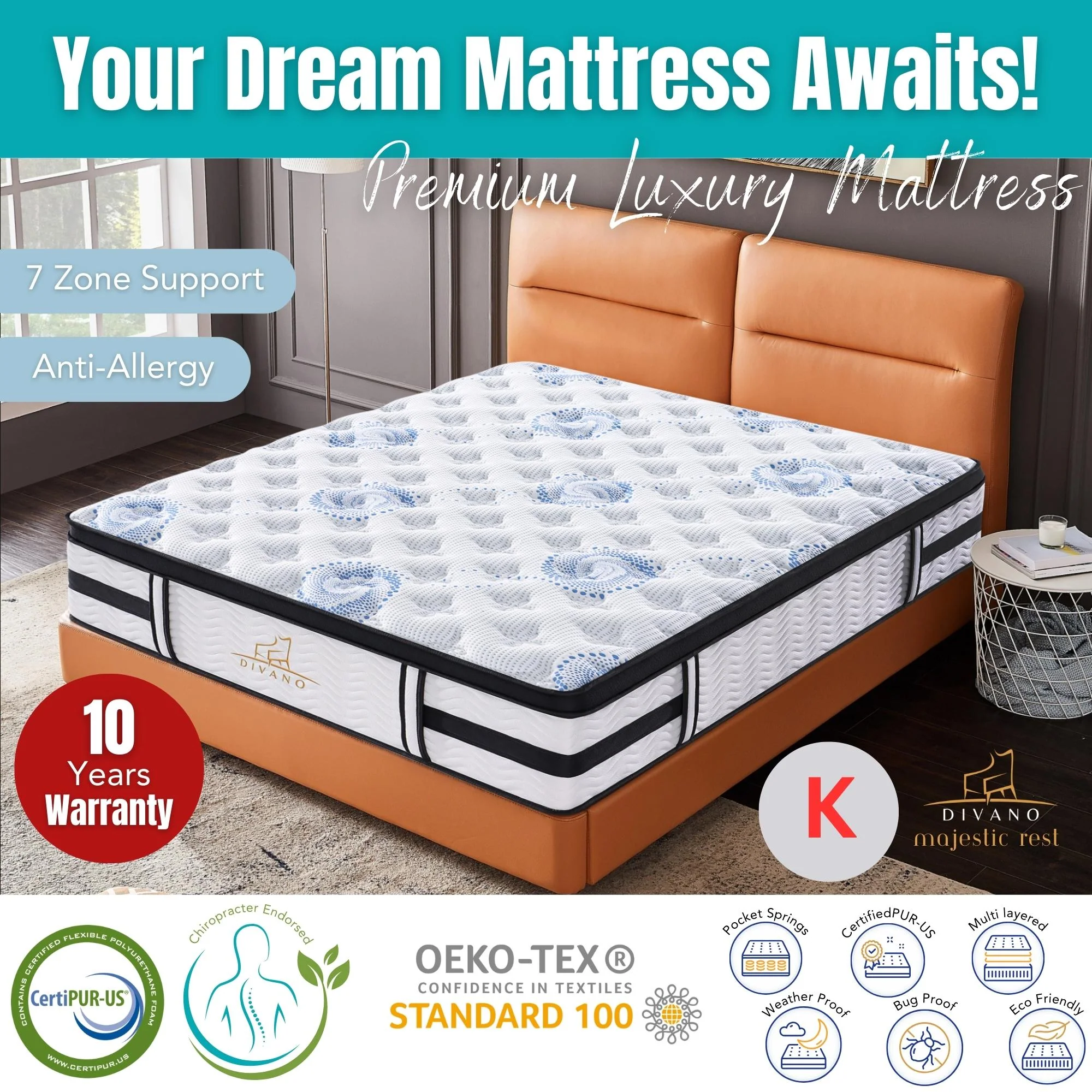 Majestic Rest 7 Zones Luxury Premium Firm Mattress - Image 33