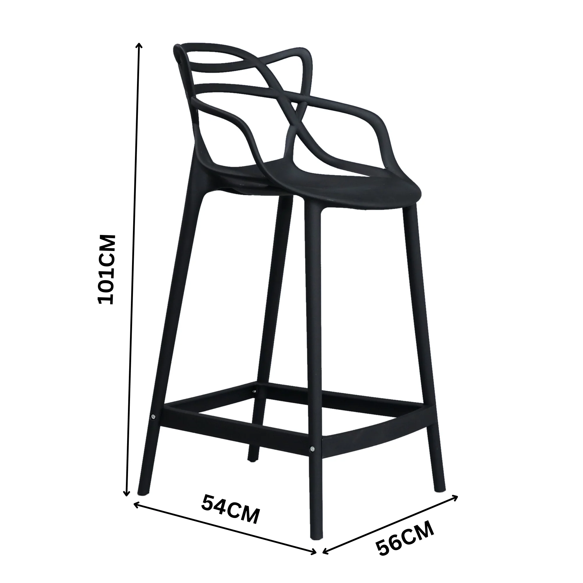 Manly Set of 4 Bar Stool Seat Black - Image 3