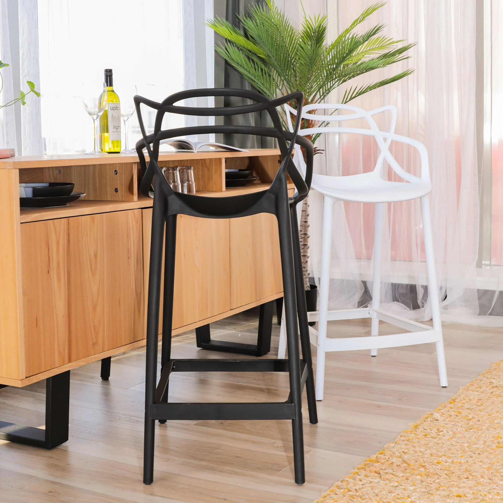 Manly Set of 4 Bar Stool Seat Black - Image 8