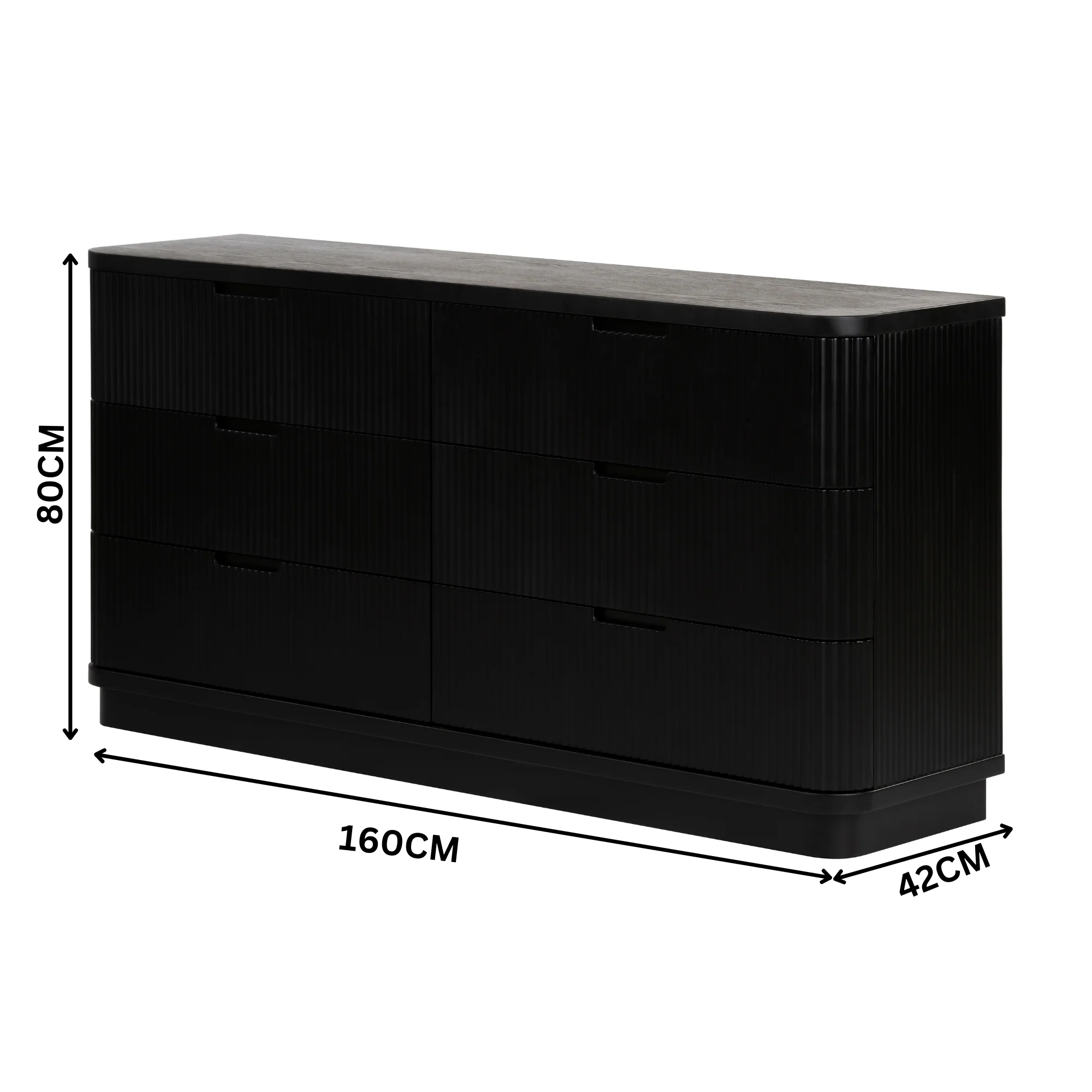 Manna Dresser Fluted Chest of Drawer Black - Image 2