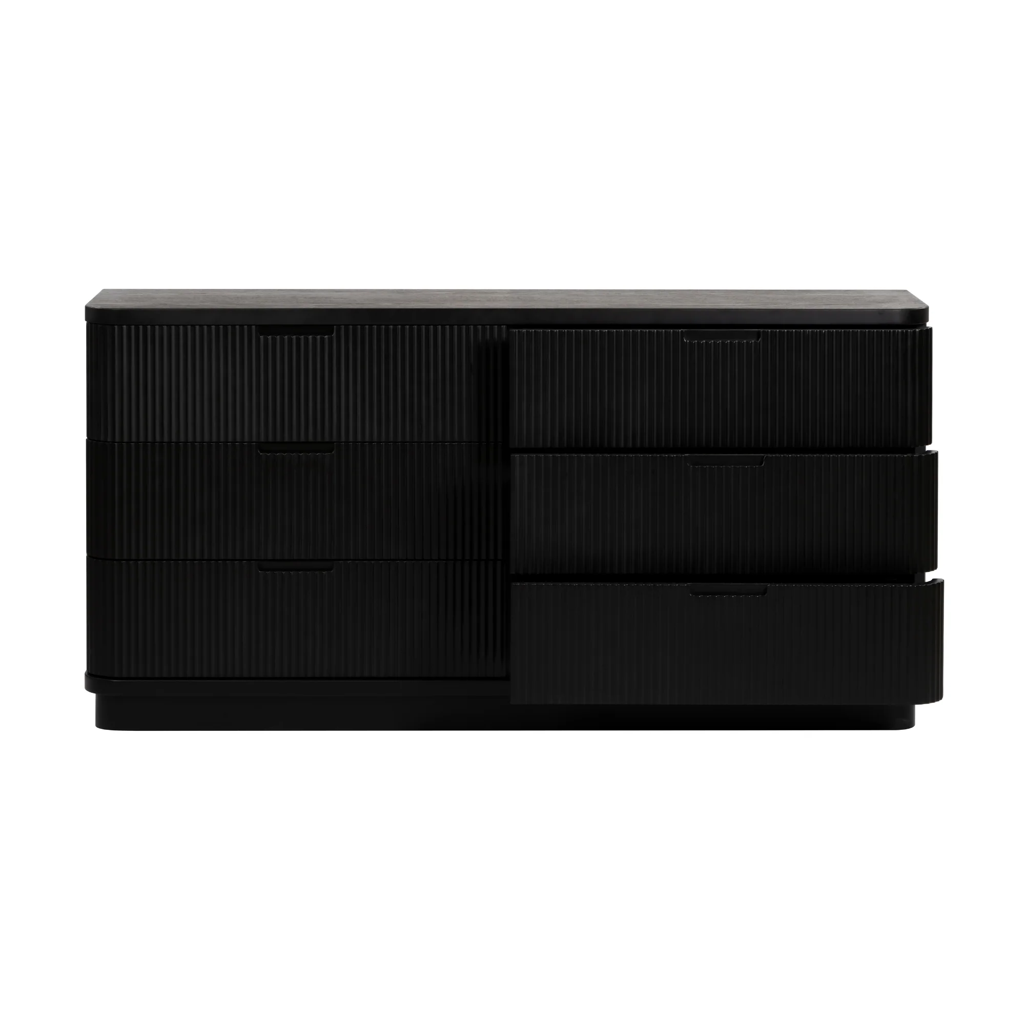 Manna Dresser Fluted Chest of Drawer Black - Image 5