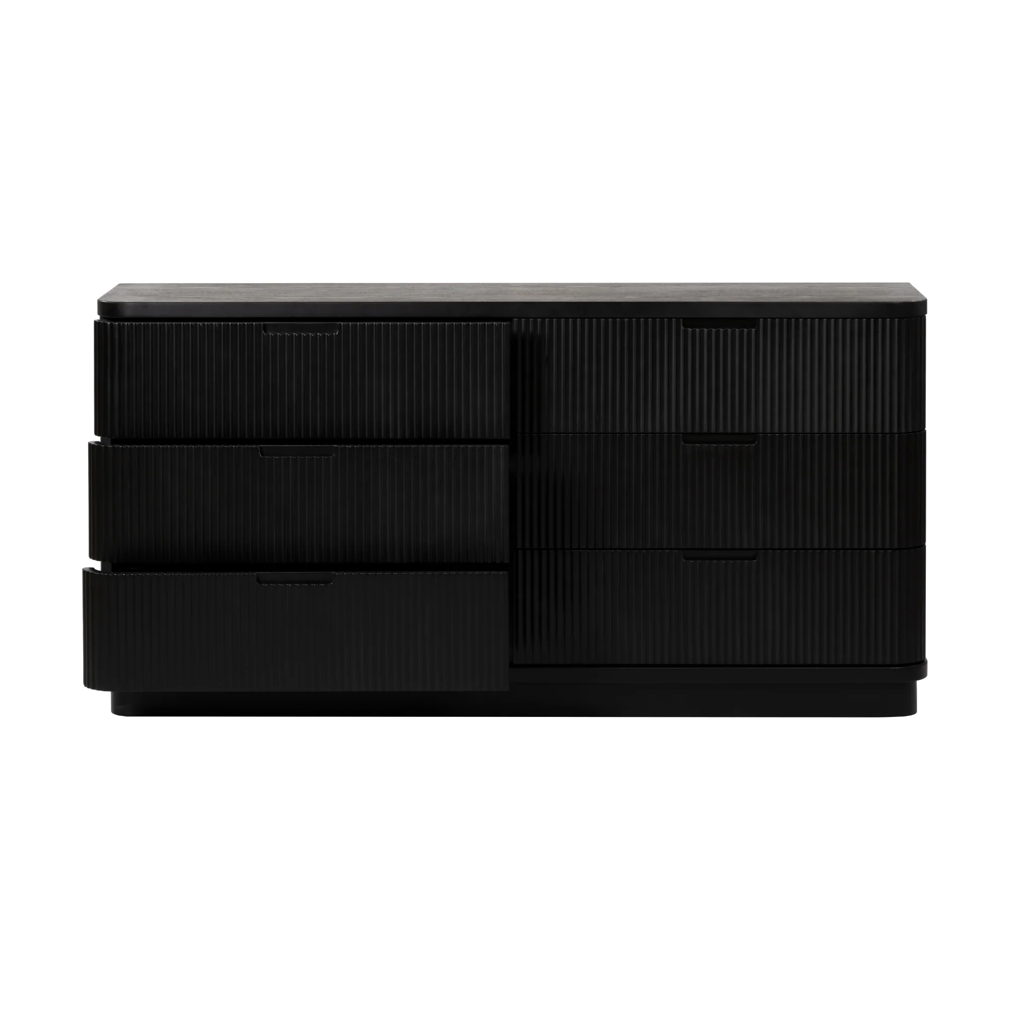 Manna Dresser Fluted Chest of Drawer Black - Image 6
