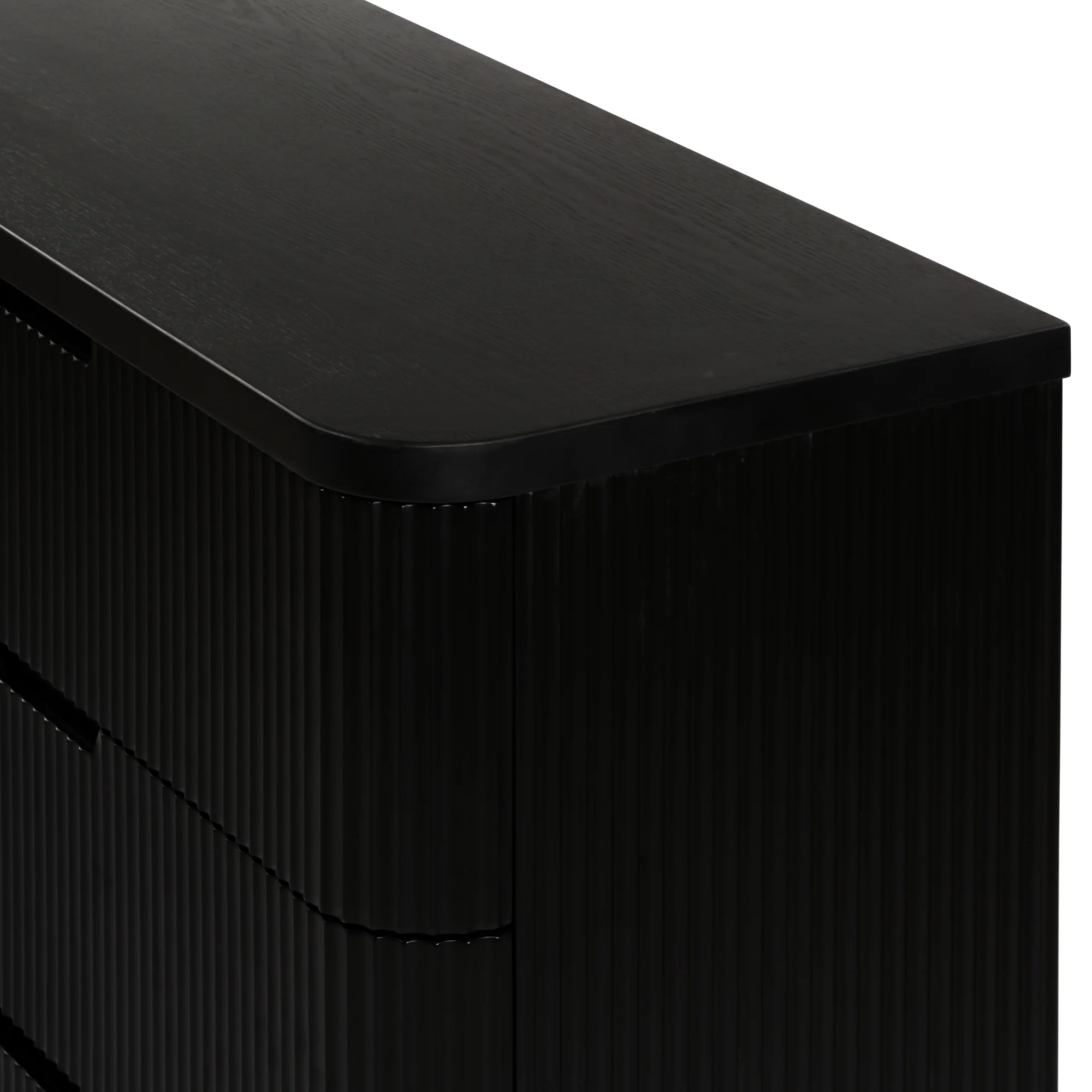 Manna Dresser Fluted Chest of Drawer Black - Image 7