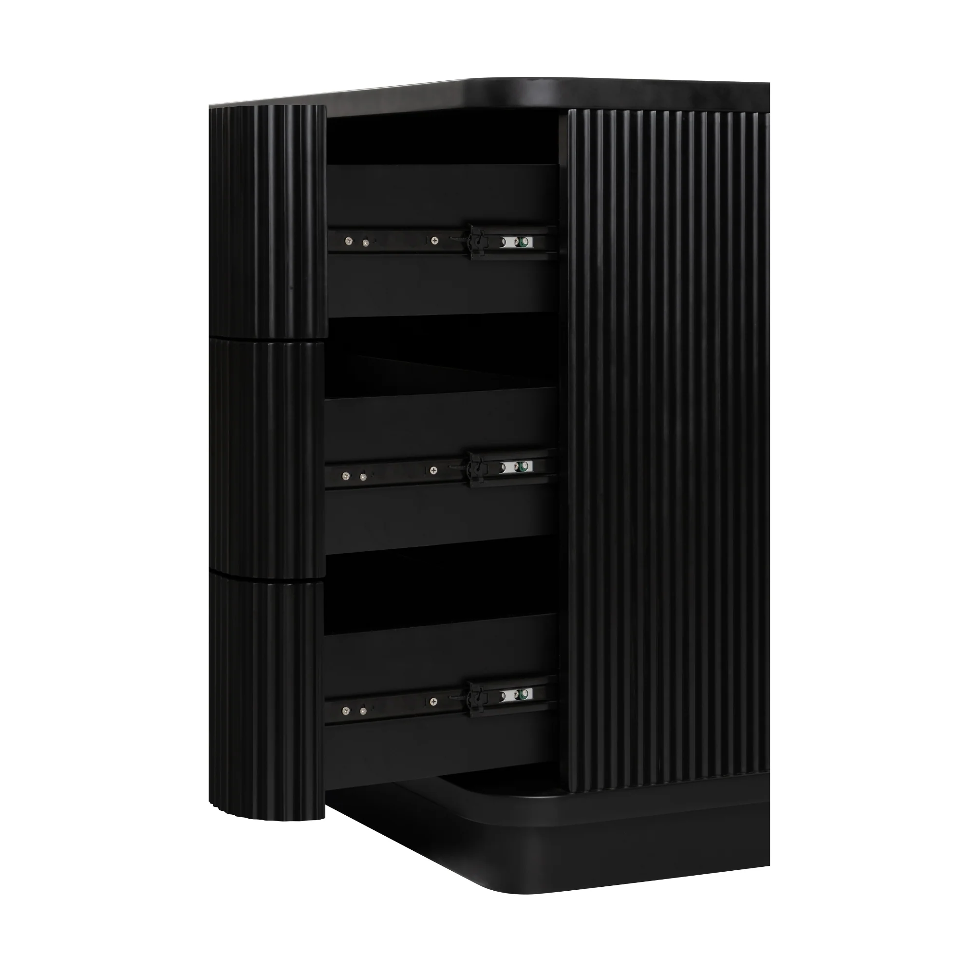 Manna Dresser Fluted Chest of Drawer Black - Image 8