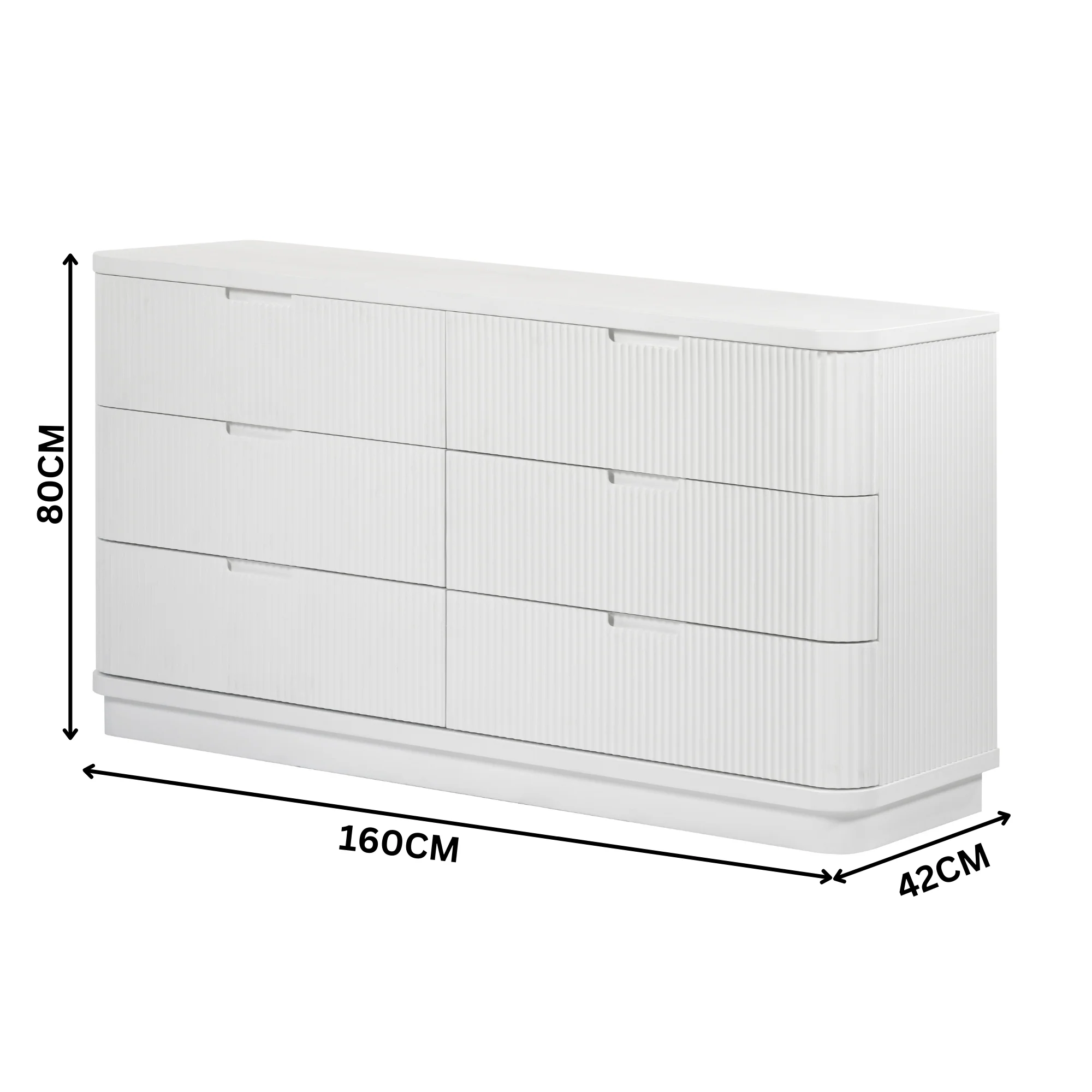 Manna Dresser Fluted Chest of Drawer White - Image 2