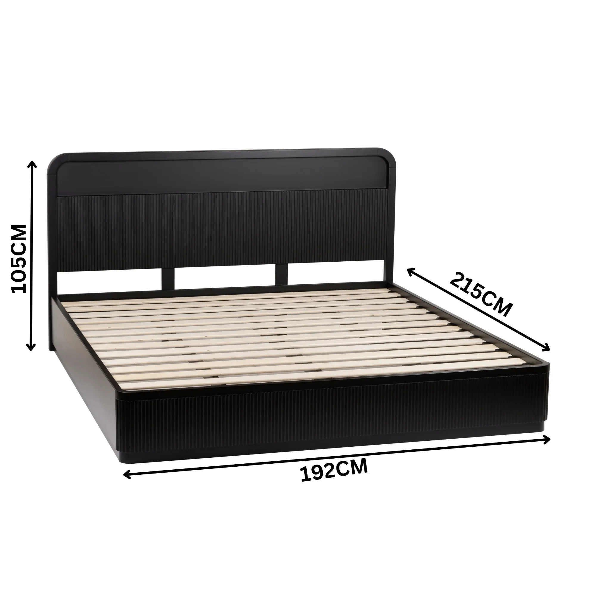 Manna King Bed Fluted Frame Black - Image 2