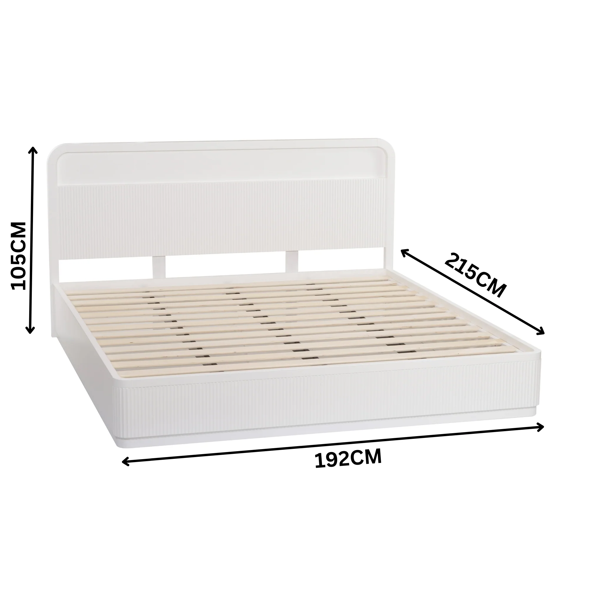 Manna King Bed Fluted Frame White - Image 2