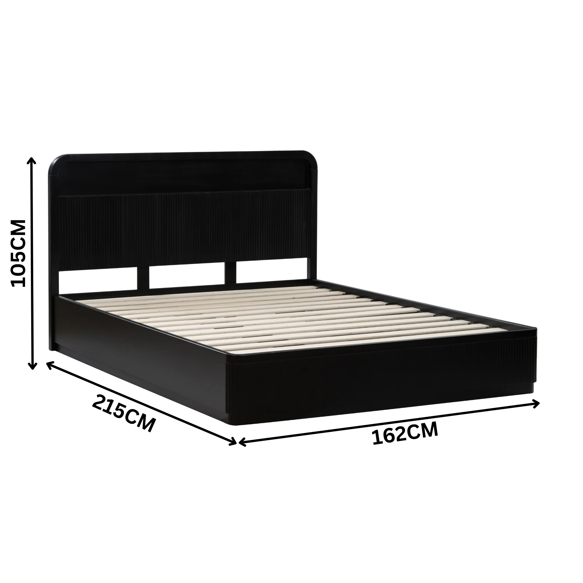 Manna Queen Bed Fluted Frame Black - Image 2
