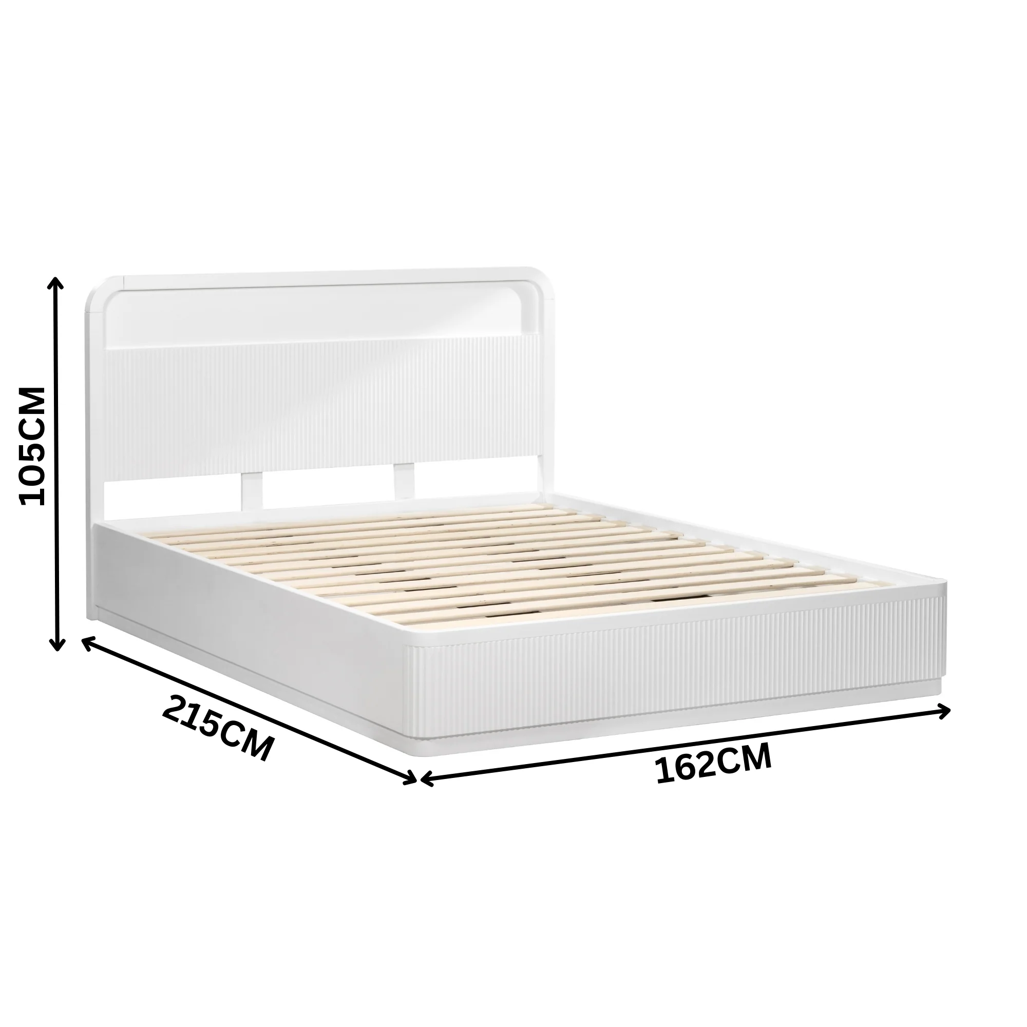 Manna Queen Bed Fluted Frame White - Image 2