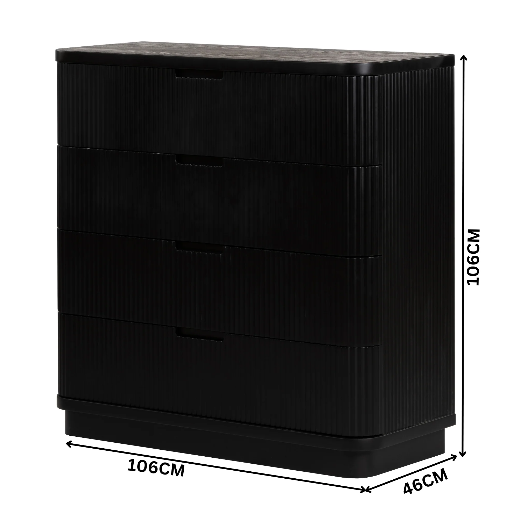 Manna Tallboy Fluted Chest of Drawer Black - Image 2