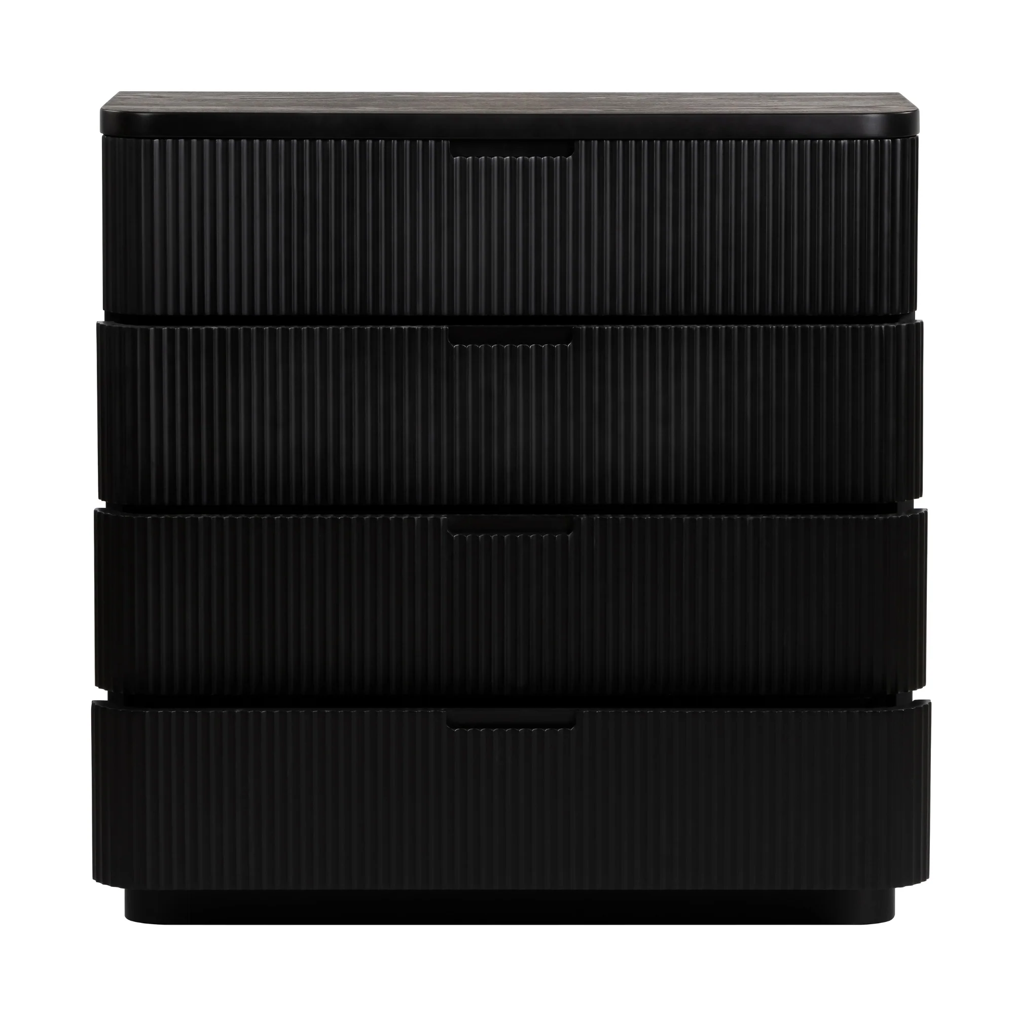 Manna Tallboy Fluted Chest of Drawer Black - Image 3