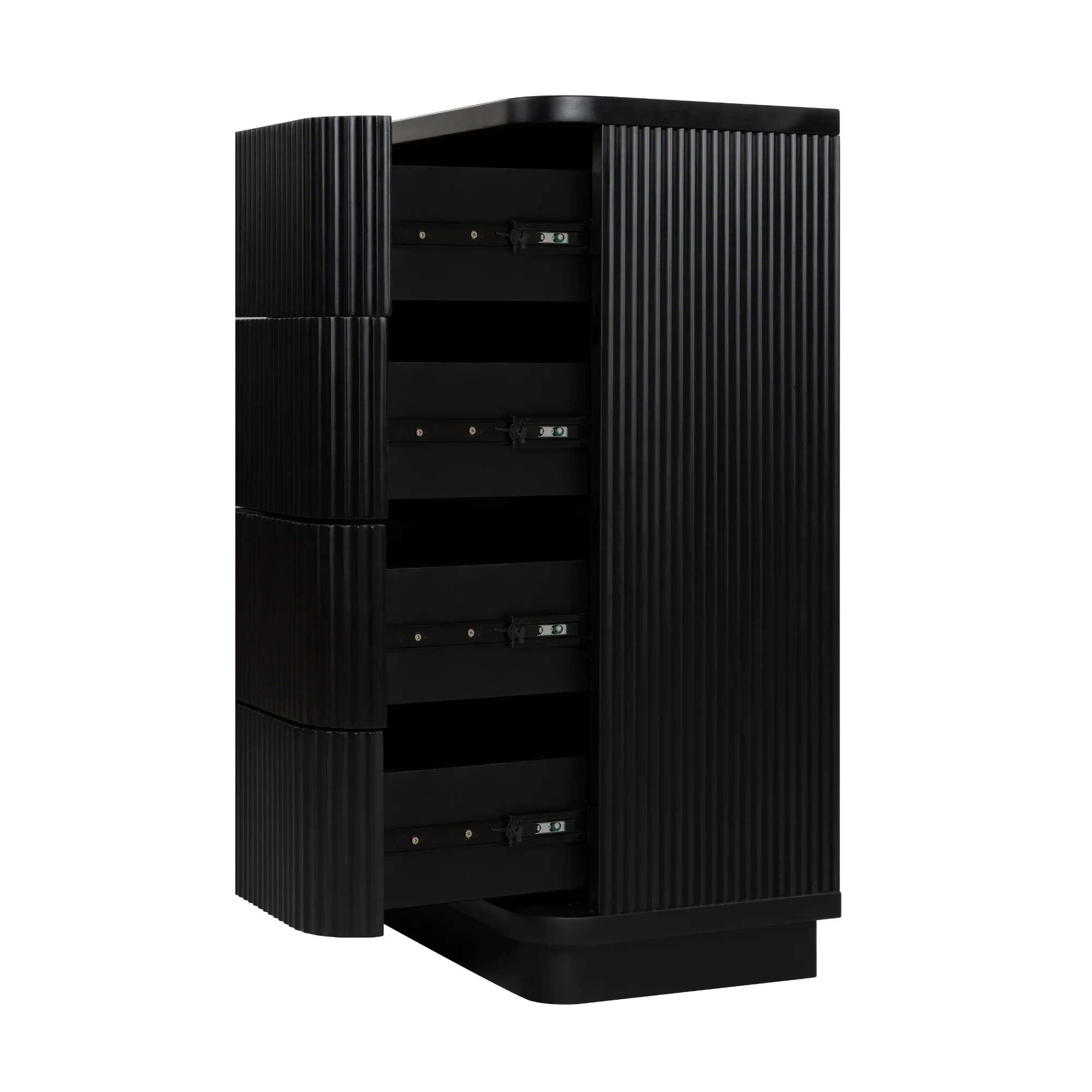 Manna Tallboy Fluted Chest of Drawer Black - Image 5