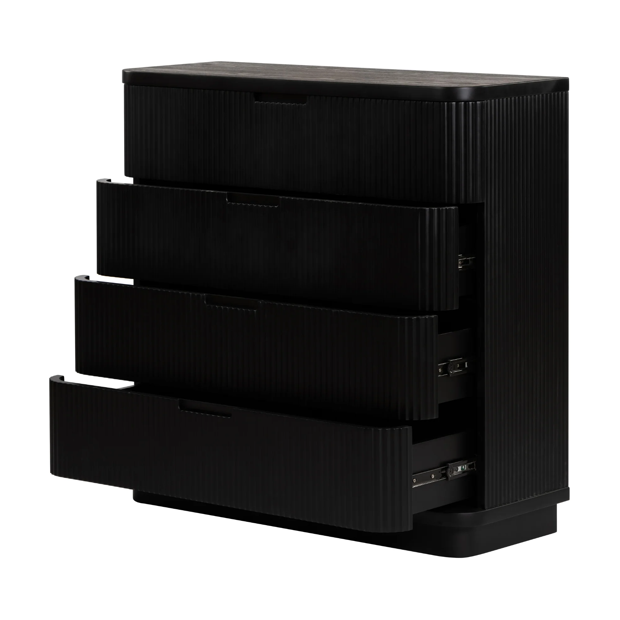 Manna Tallboy Fluted Chest of Drawer Black - Image 6