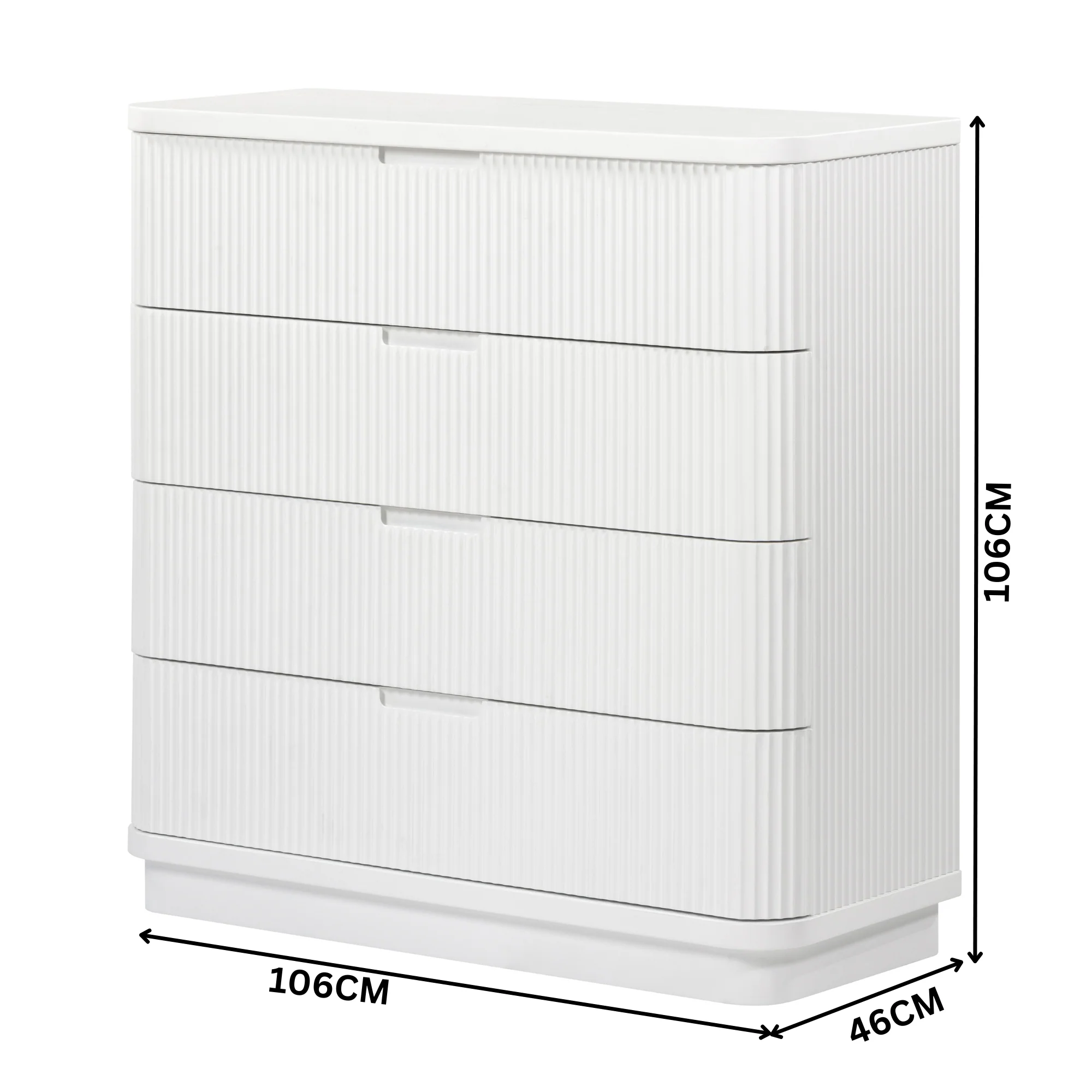 Manna Tallboy Fluted Chest of Drawer White - Image 2