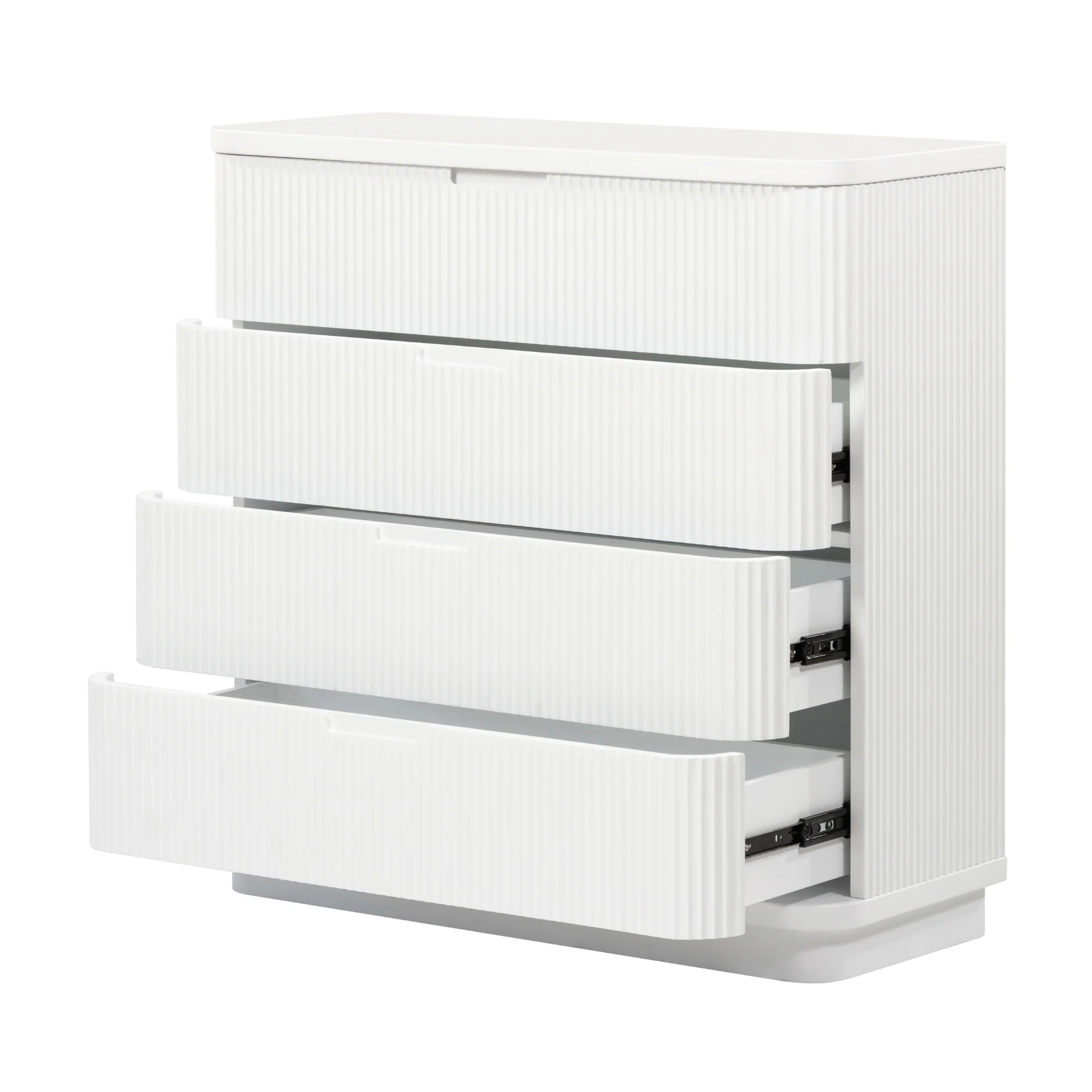 Manna Tallboy Fluted Chest of Drawer White - Image 3