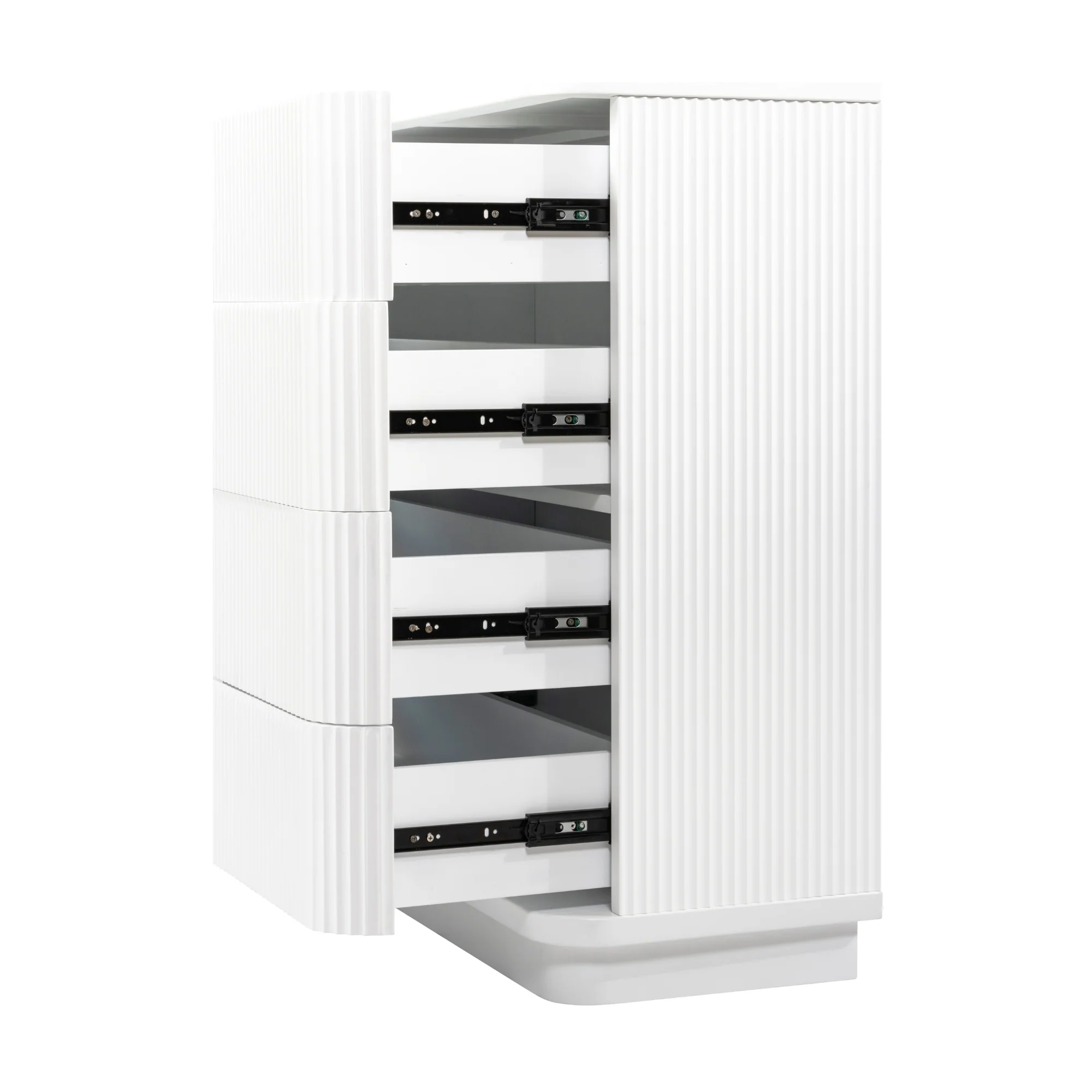 Manna Tallboy Fluted Chest of Drawer White - Image 5