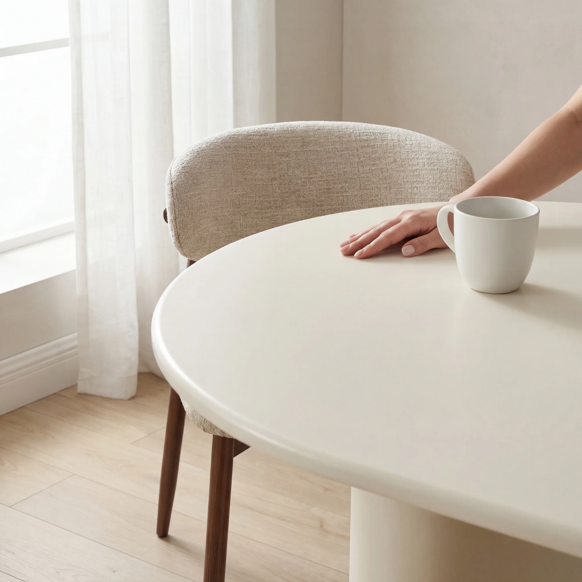 Marina 220cm Oval Dining Table Ivory White - Image 5