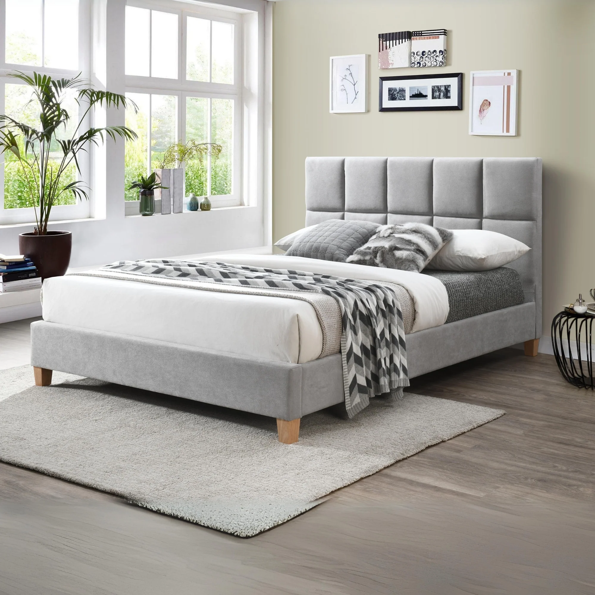 Marley Double Bed Frame Grey - Image 2