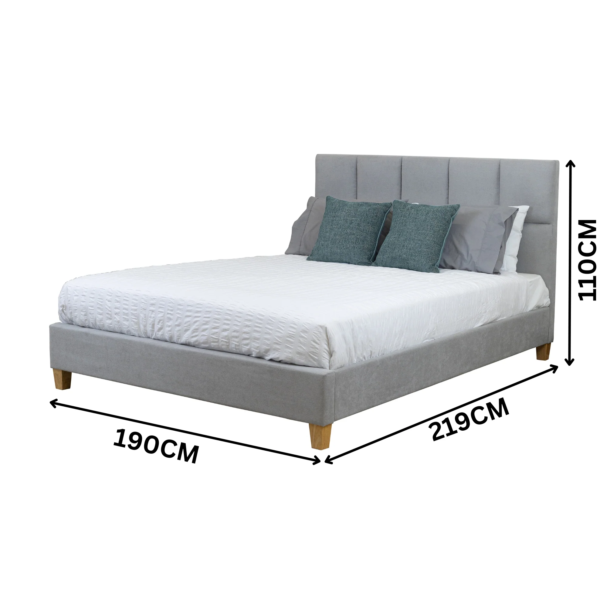 Marley King Bed Frame Grey - Image 3