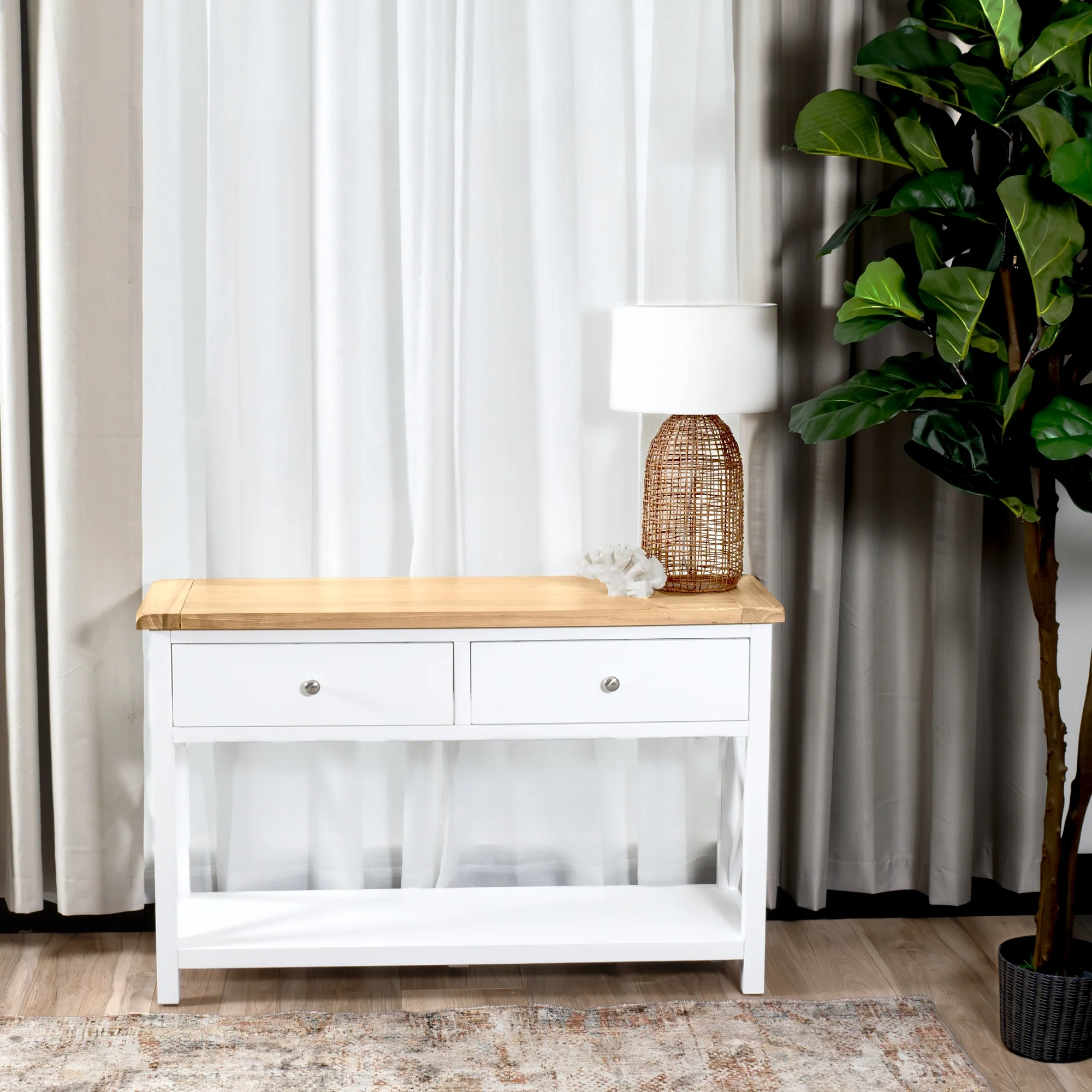 Marmalade Hampton 120cm Console Table White Oak - Image 2