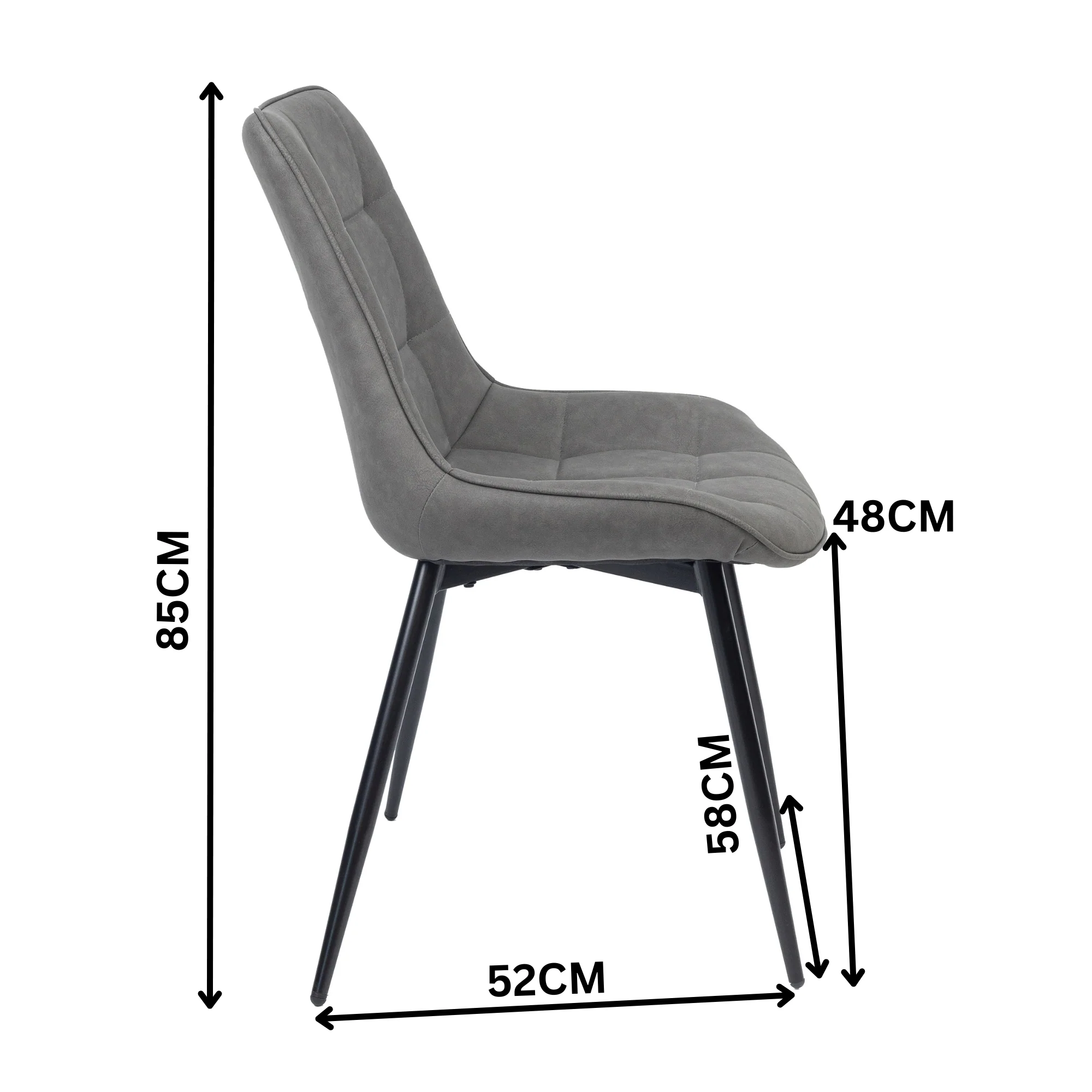 Mary 2pc Set PU Dining Chair Grey - Image 2