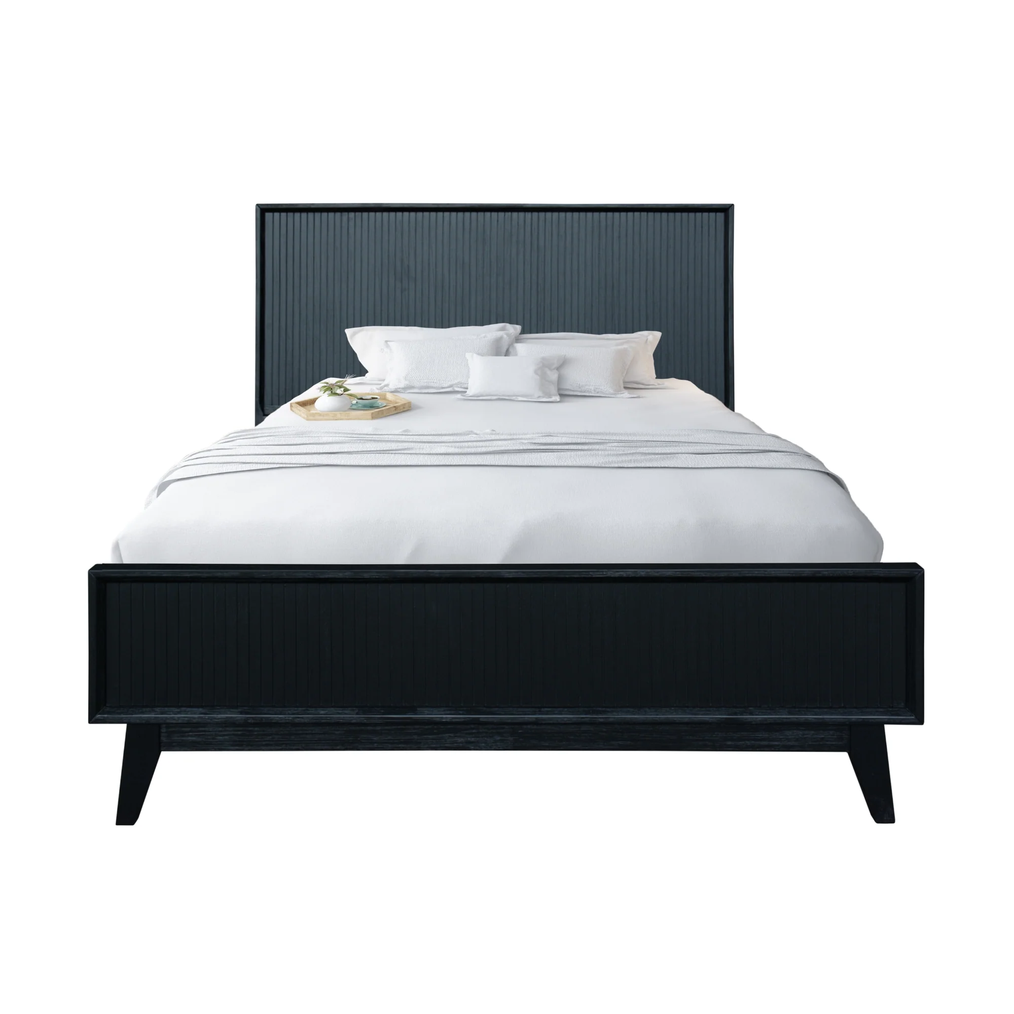 Matilda 4pc Queen Bed Suite Bedside Tallboy Frame Set Black - Image 3