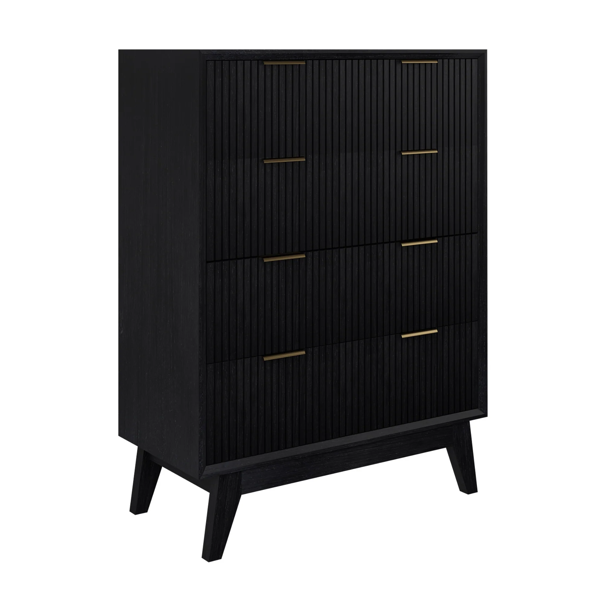 Matilda 4pc Queen Bed Suite Bedside Tallboy Frame Set Black - Image 5