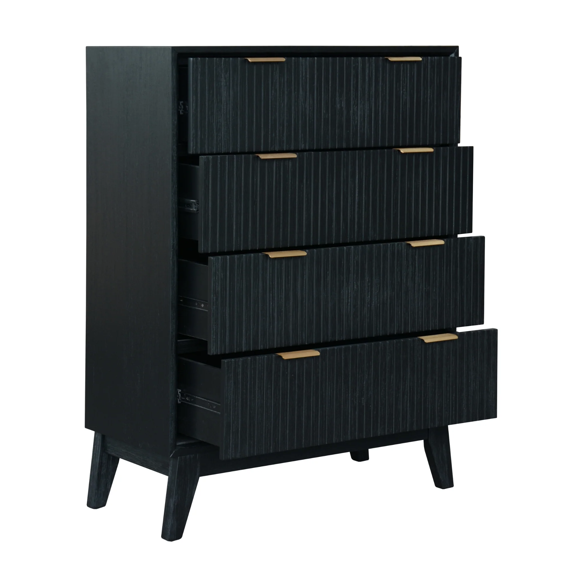 Matilda 4pc Queen Bed Suite Bedside Tallboy Frame Set Black - Image 6