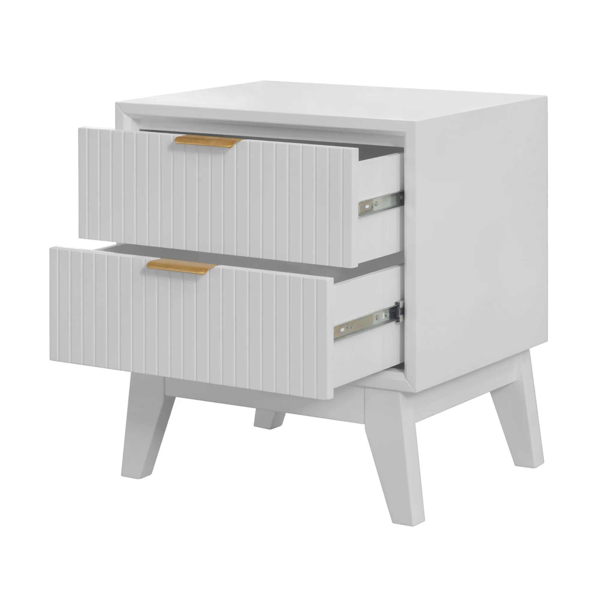 Matilda 4pc Queen Bed Suite Bedside Tallboy Frame Set White - Image 5