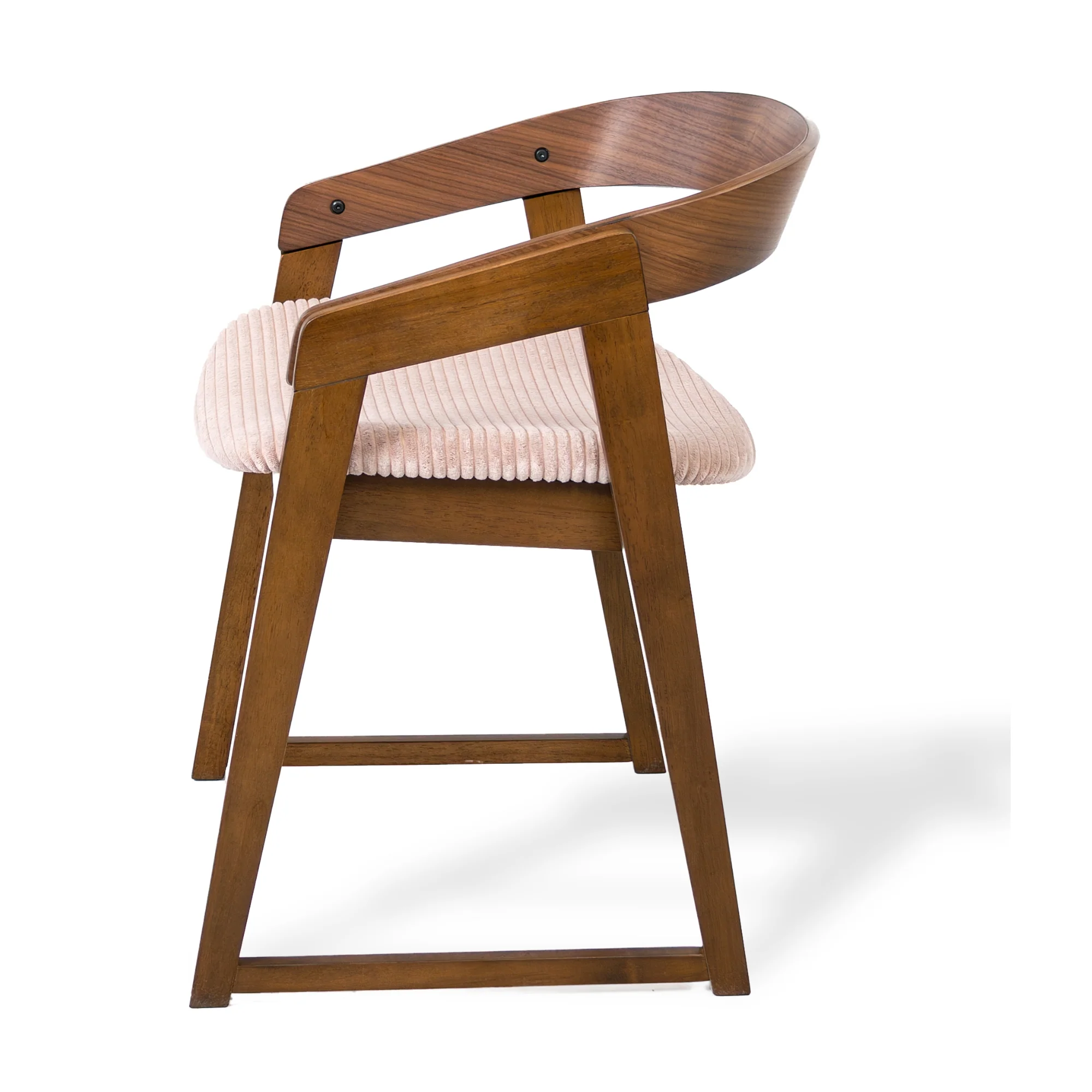 Mattia 2pc Set Dining Chair Mauve Pink Fabric Seat Walnut - Image 4