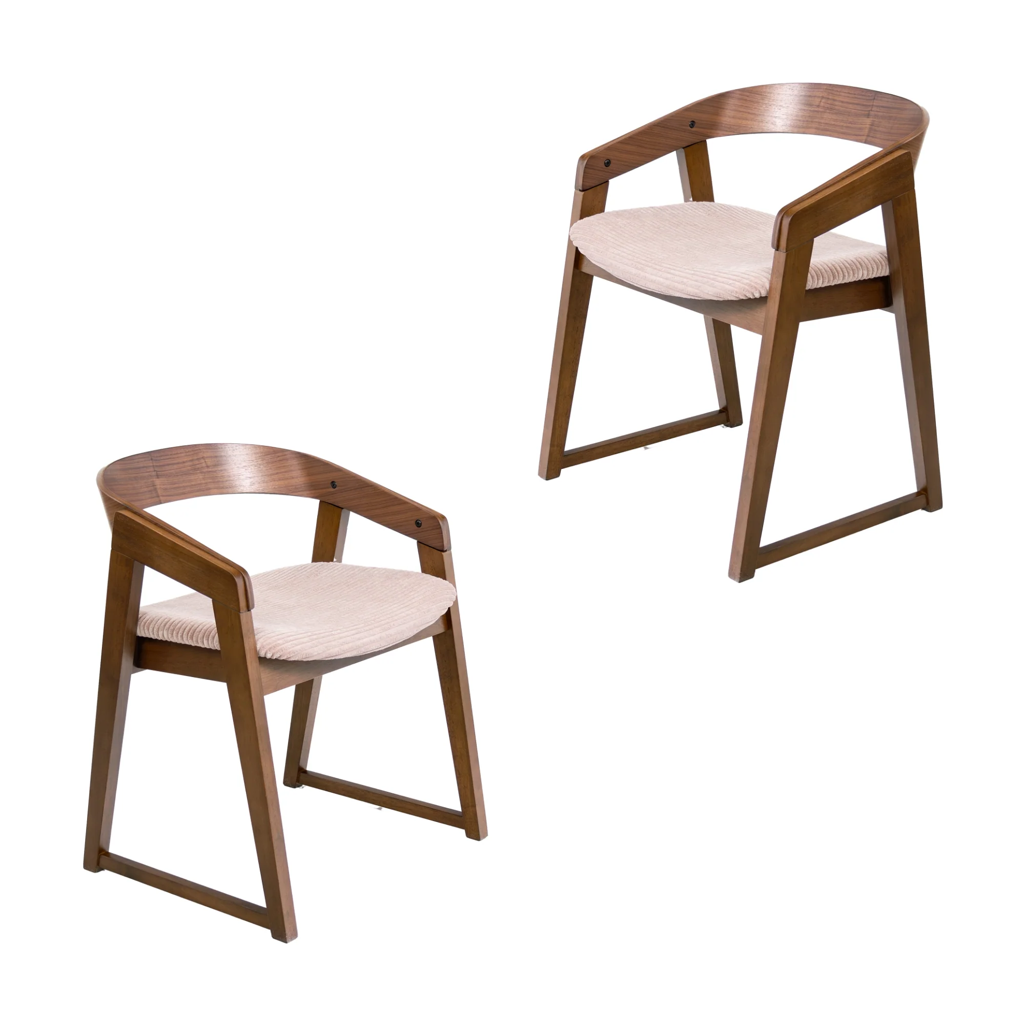 Mattia 2pc Set Dining Chair Mauve Pink Fabric Seat Walnut - Image 5