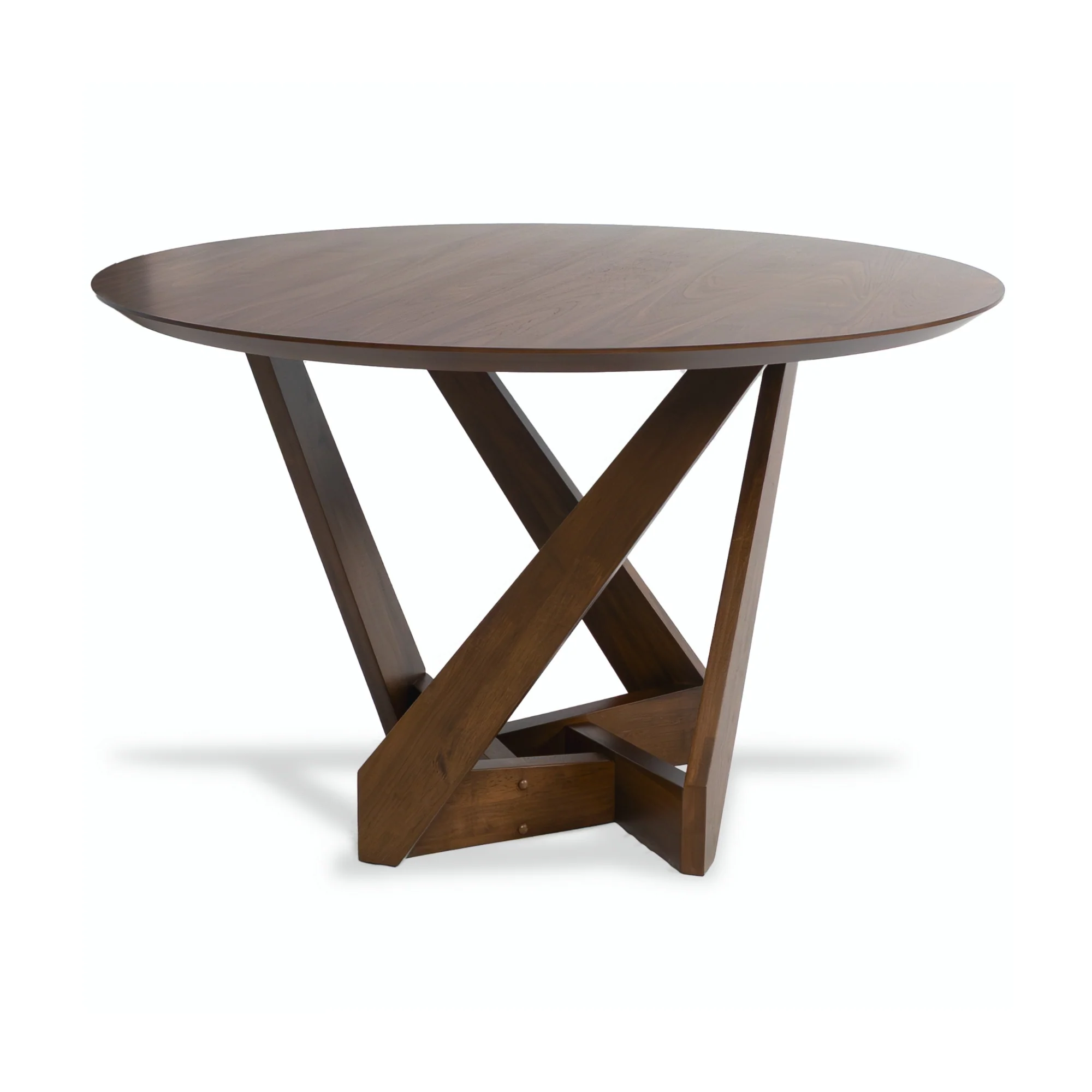 Mattia 5pc 120cm Round Dining Table Set Grey Fabric Seat Chair Walnut - Image 7