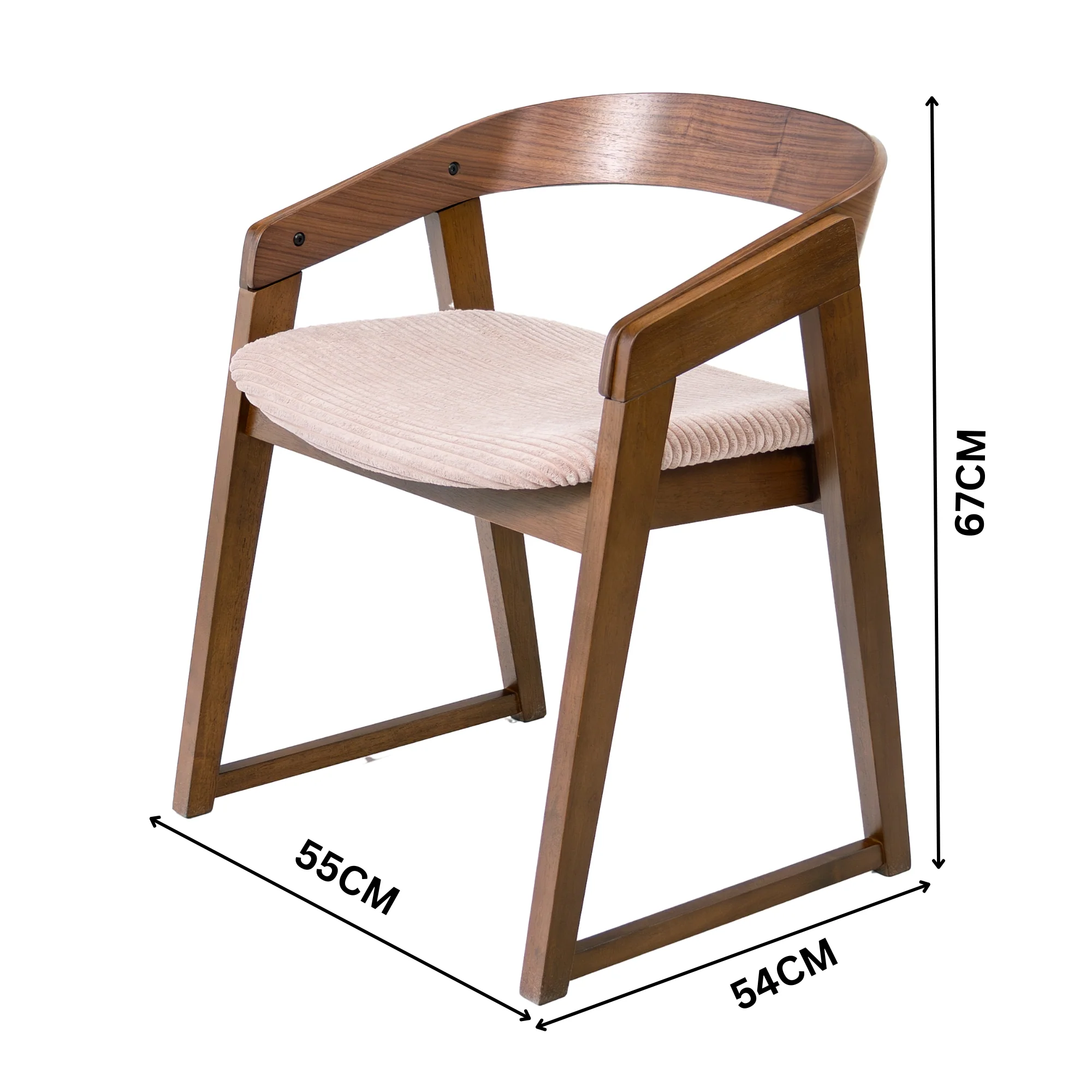 Mattia 5pc 120cm Round Dining Table Set Mauve Pink Fabric Seat Chair Walnut - Image 3