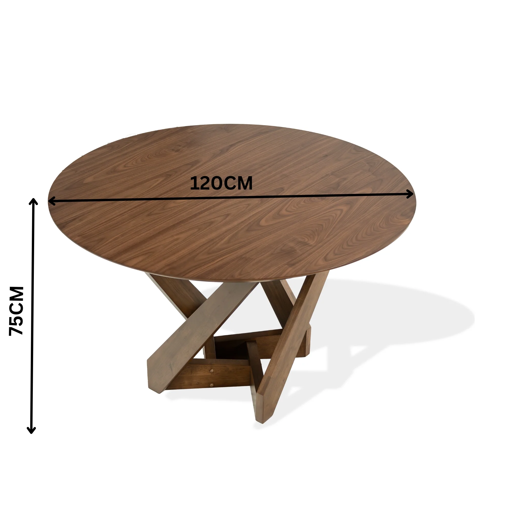 Mattia 5pc 120cm Round Dining Table Set Mauve Pink Fabric Seat Chair Walnut - Image 4