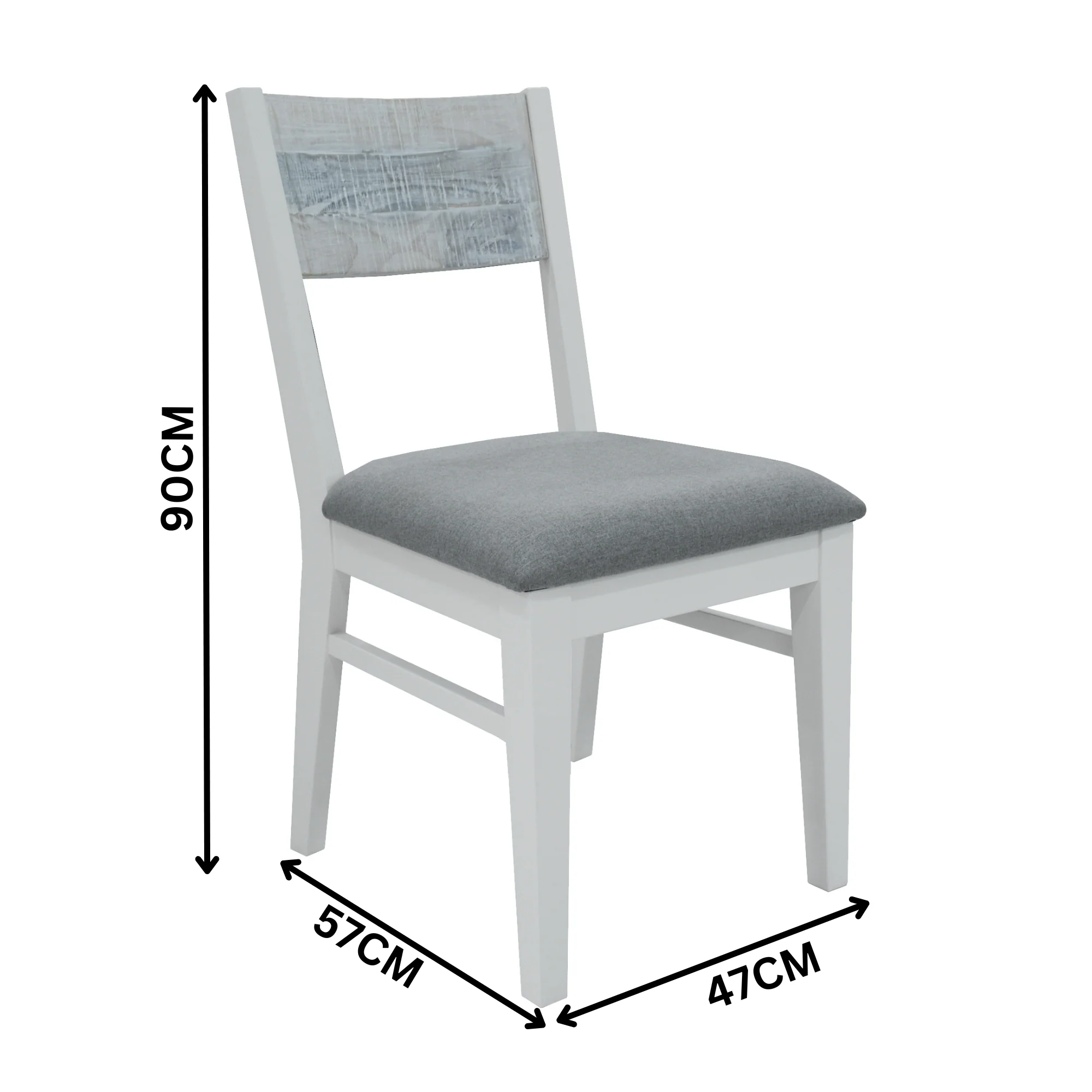 Maui 2pc Set Dining Chair Grey Fabric Seat White - Image 2