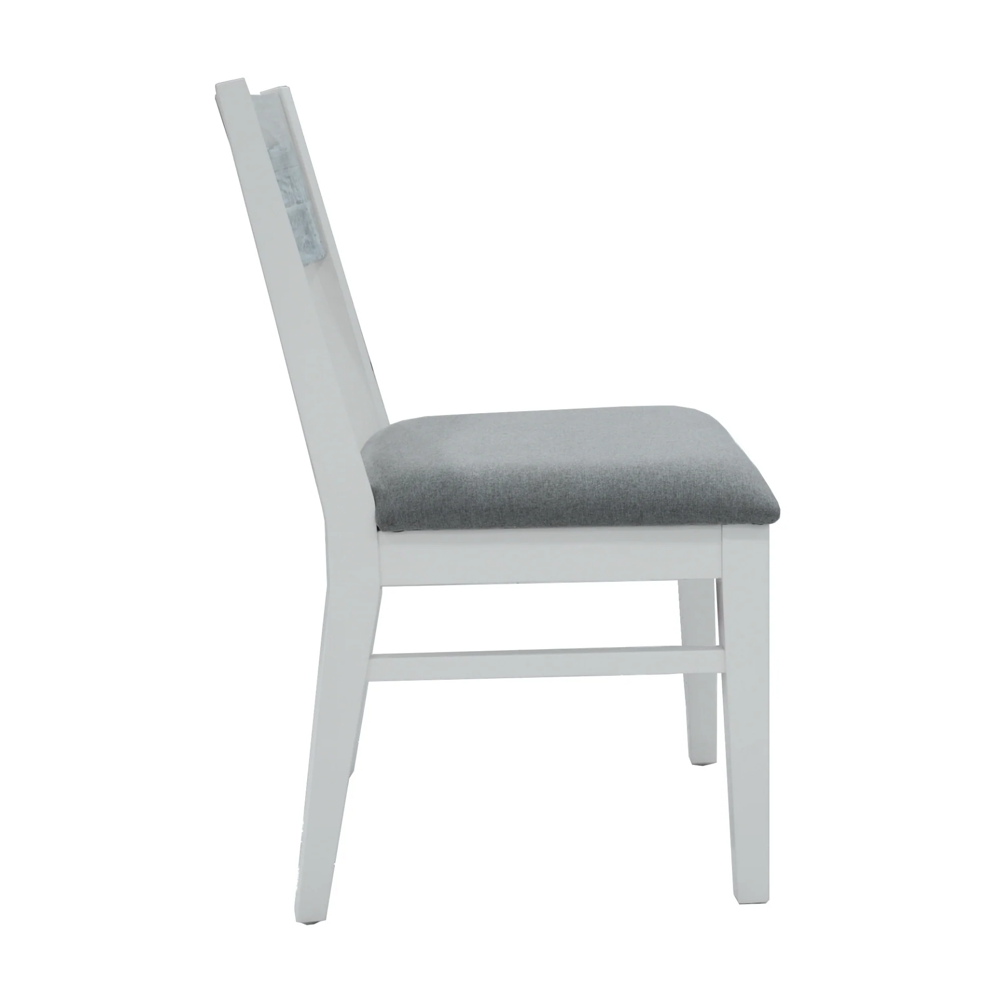 Maui 2pc Set Dining Chair Grey Fabric Seat White - Image 3