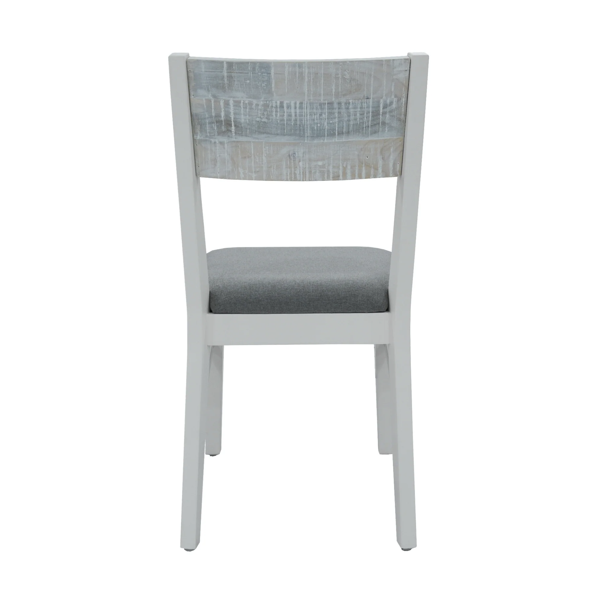 Maui 2pc Set Dining Chair Grey Fabric Seat White - Image 4
