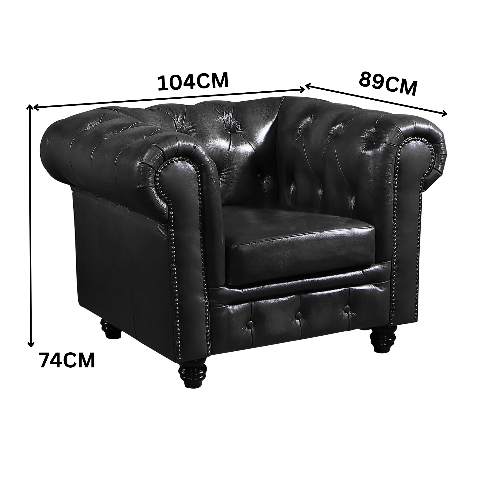 Alastair Armchair Single Seater Sofa Genuine Leather Dark Grey - Image 3