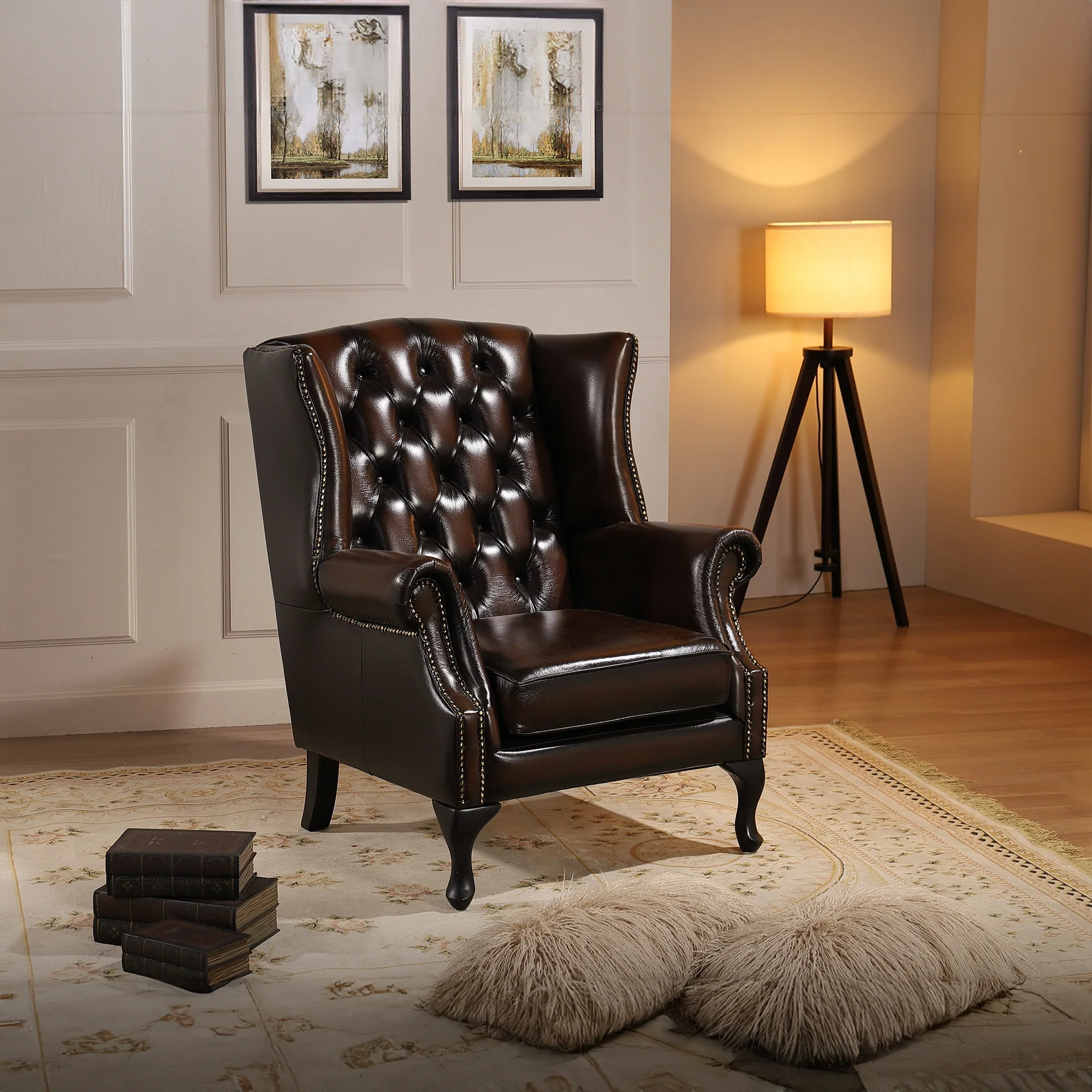 Alastair Leather Armchair Ottoman - Image 14