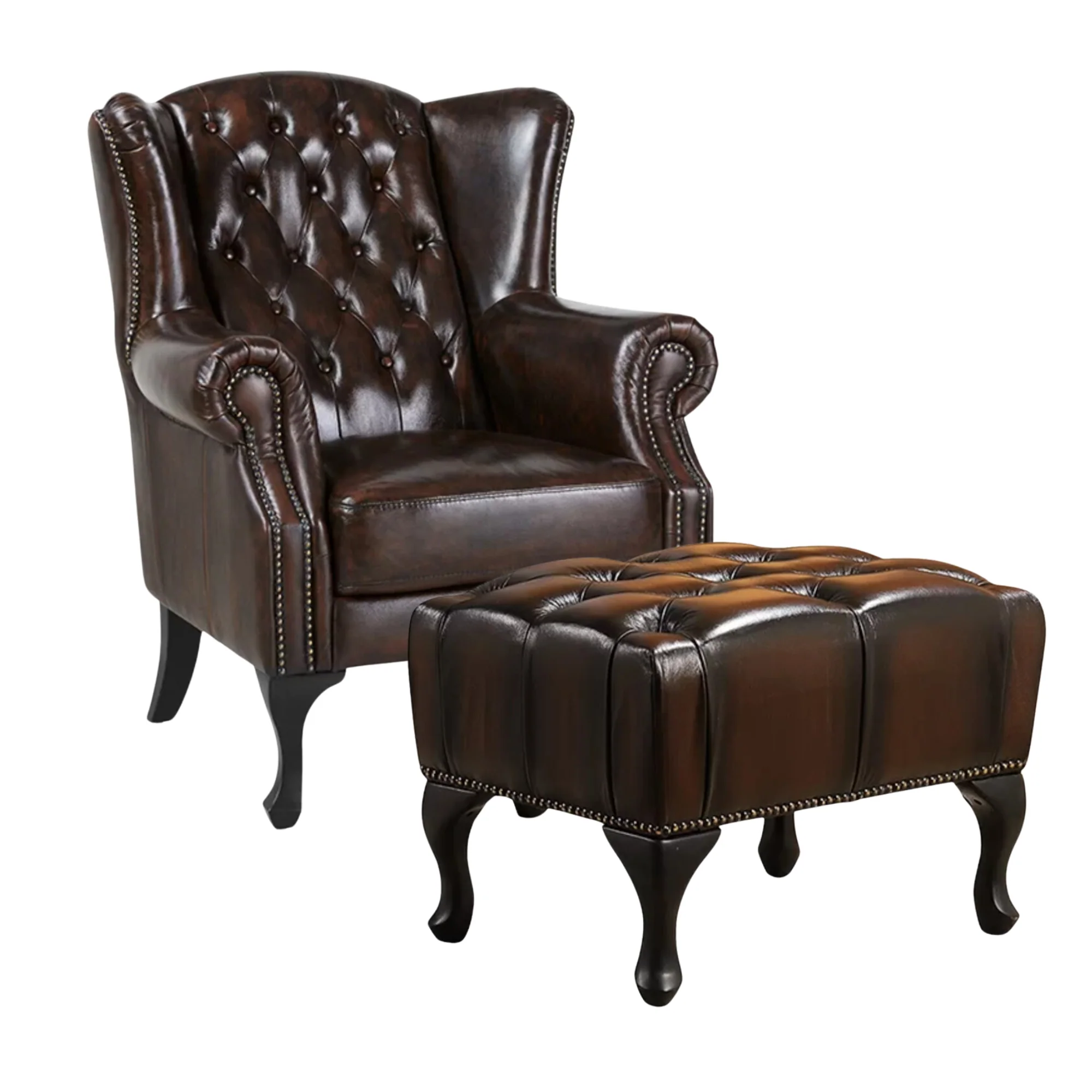 Alastair Leather Armchair Ottoman - Image 18